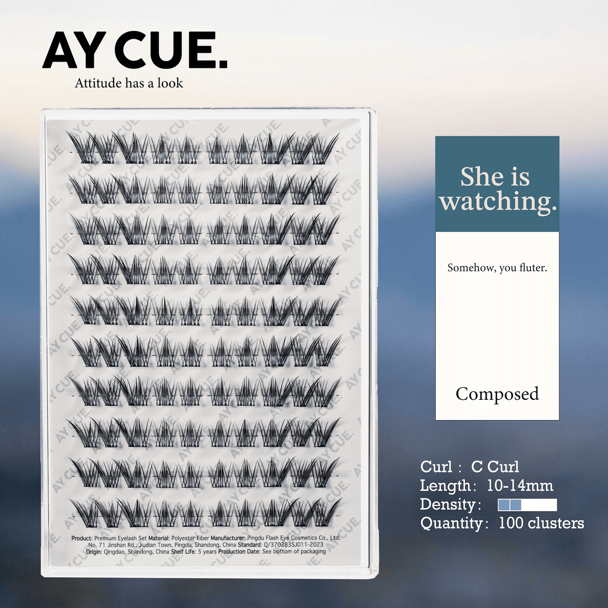AYCUE #SHE IS WATCHING# Self-adhesive Lash Clusters C Curl 10-14mm 100 Clusters Glue-free Eyelashes Extensions for Natural Look Easy Application-AYCUE #SHE IS WATCHING# Self-adhesive Lash Clusters C Curl 10-14mm 100 Clusters Glue-free Eyelashes Extensions for Natural Look Easy Application