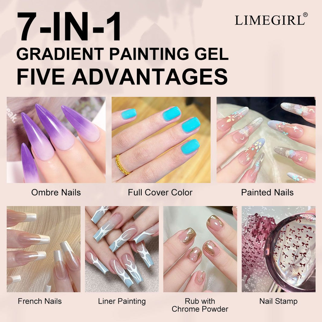 Limegirl Gradient Painting Gel, 9 Bright Colors Ombre GelNail Polish for Pigment Pat Nails Nails French ManicureSoak Off UV Set-Limegirl Gradient Painting Gel, 9 Bright Colors Ombre GelNail Polish for Pigment Pat Nails Nails French ManicureSoak Off UV Set