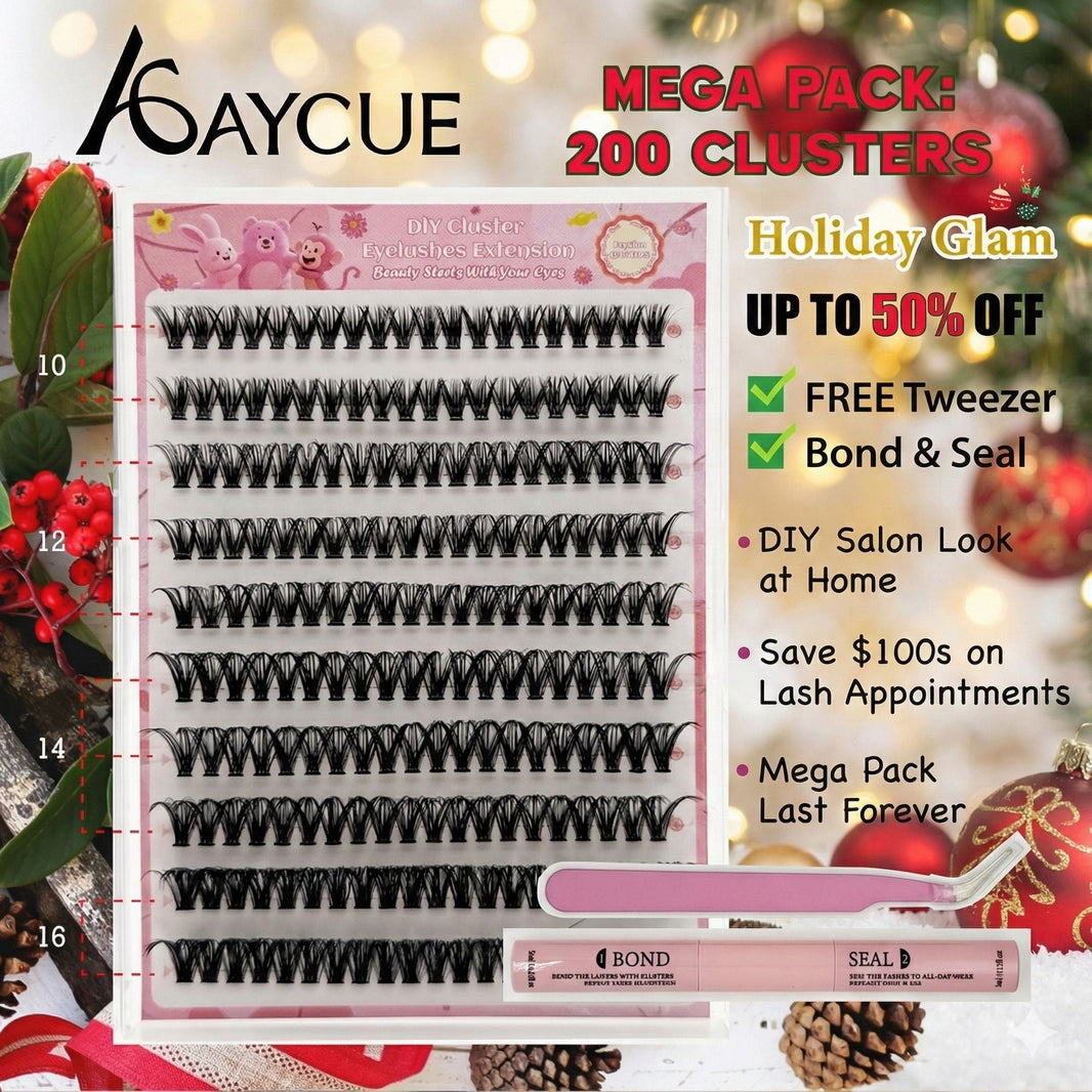 AYCUE Holiday Glam Christmas Special Edition High-Quality Eyelash Suit Subtle Natural Soft Finish Clean Band DIY Fluffy Lash Extension for Festive Looks-AYCUE Holiday Glam Christmas Special Edition High-Quality Eyelash Suit Subtle Natural Soft Finish Clean Band DIY Fluffy Lash Extension for Festive Looks