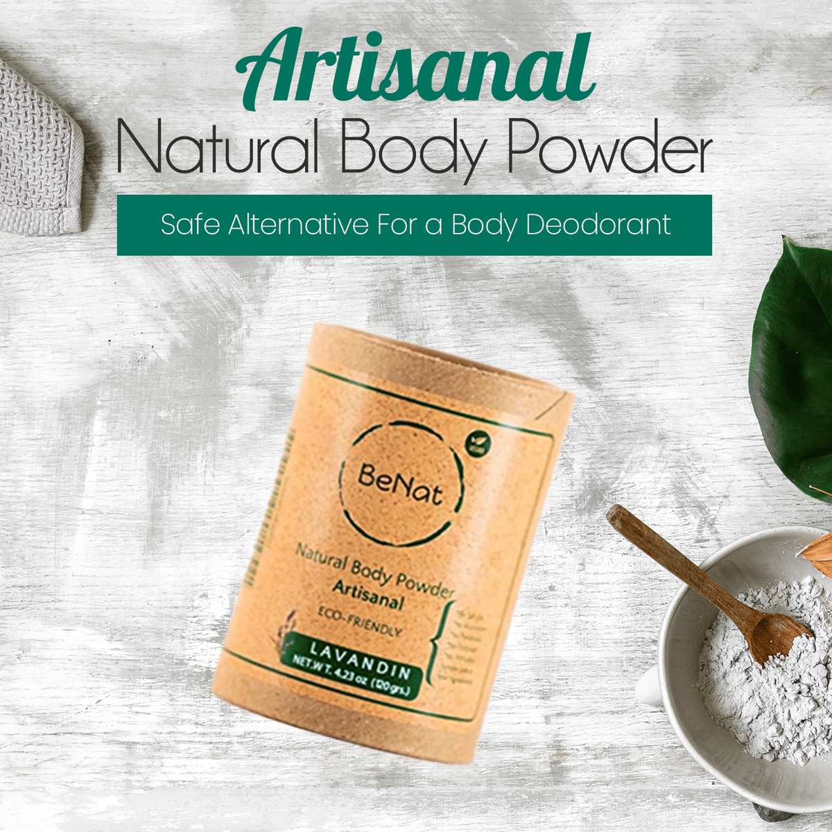 BeNat 100% All-Natural Body Powder - Talc-Free, Unscented, Eco-Friendly, Plastic-Free Packaging - Gentle for Sensitive Skin, Long-Lasting Odor Protection - 5.0 oz-BeNat 100% All-Natural Body Powder - Talc-Free, Unscented, Eco-Friendly, Plastic-Free Packaging - Gentle for Sensitive Skin, Long-Lasting Odor Protection - 5.0 oz
