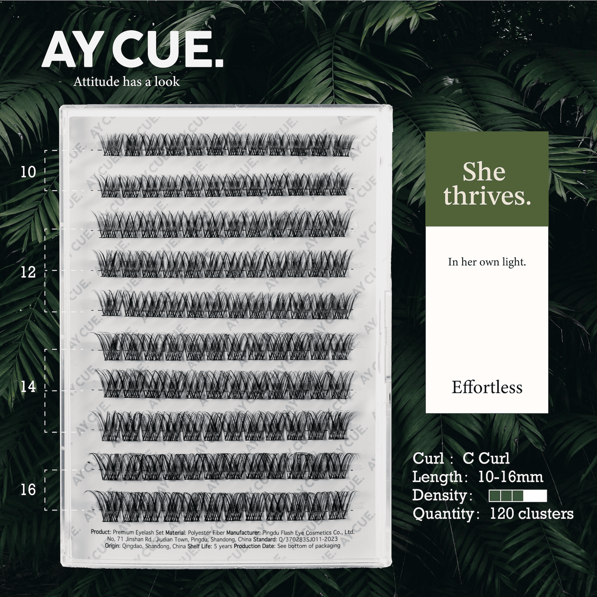 AYCUE #SHE THRIVES# Self-adhesive Lash Clusters C Curl 10-16mm 120 Clusters Glue-free Eyelashes Extensions for Natural Look Easy Application-AYCUE #SHE THRIVES# Self-adhesive Lash Clusters C Curl 10-16mm 120 Clusters Glue-free Eyelashes Extensions for Natural Look Easy Application