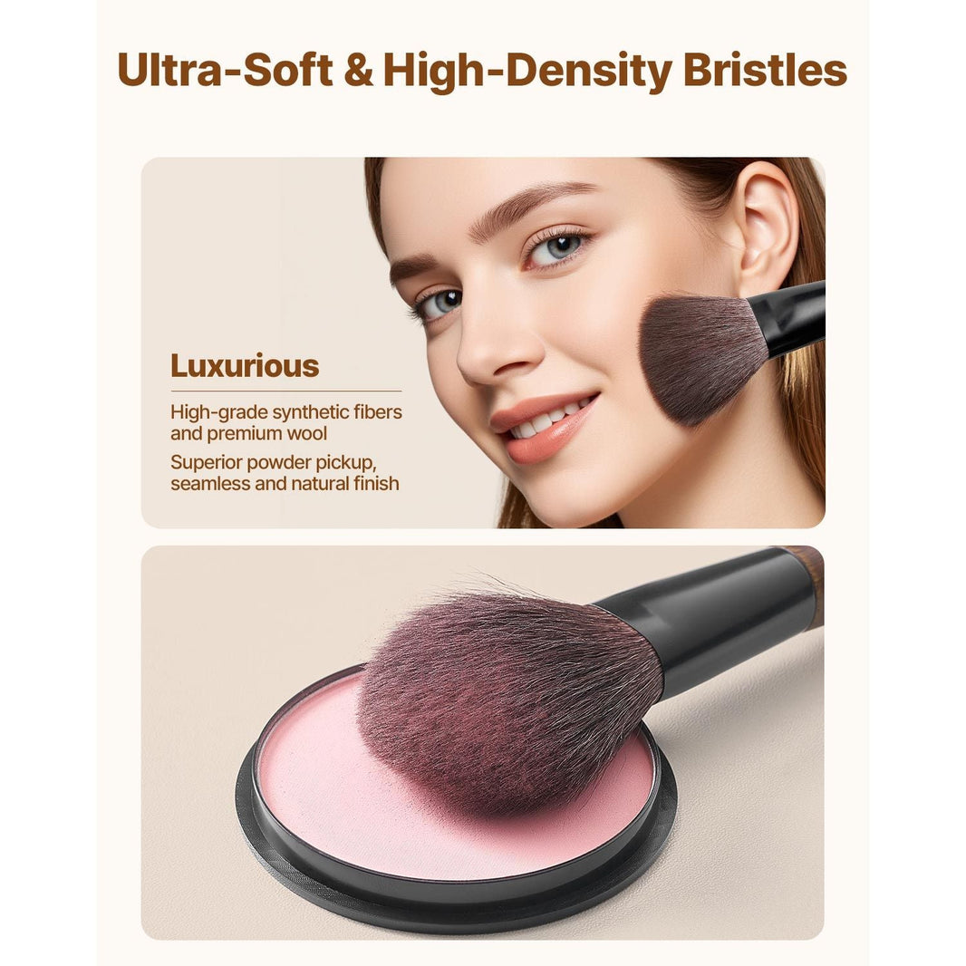 9-Piece Makeup Brush Set for Foundation Blending Eyeshadow, Professional Makeup Brush Kit with Soft Natural Wool & Vegan Synthetic Bristles, Ergonomic Wood Handle, Travel-Friendly Storage Bag-9-Piece Makeup Brush Set for Foundation Blending Eyeshadow, Professional Makeup Brush Kit with Soft Natural Wool & Vegan Synthetic Bristles, Ergonomic Wood Handle, Travel-Friendly Storage Bag