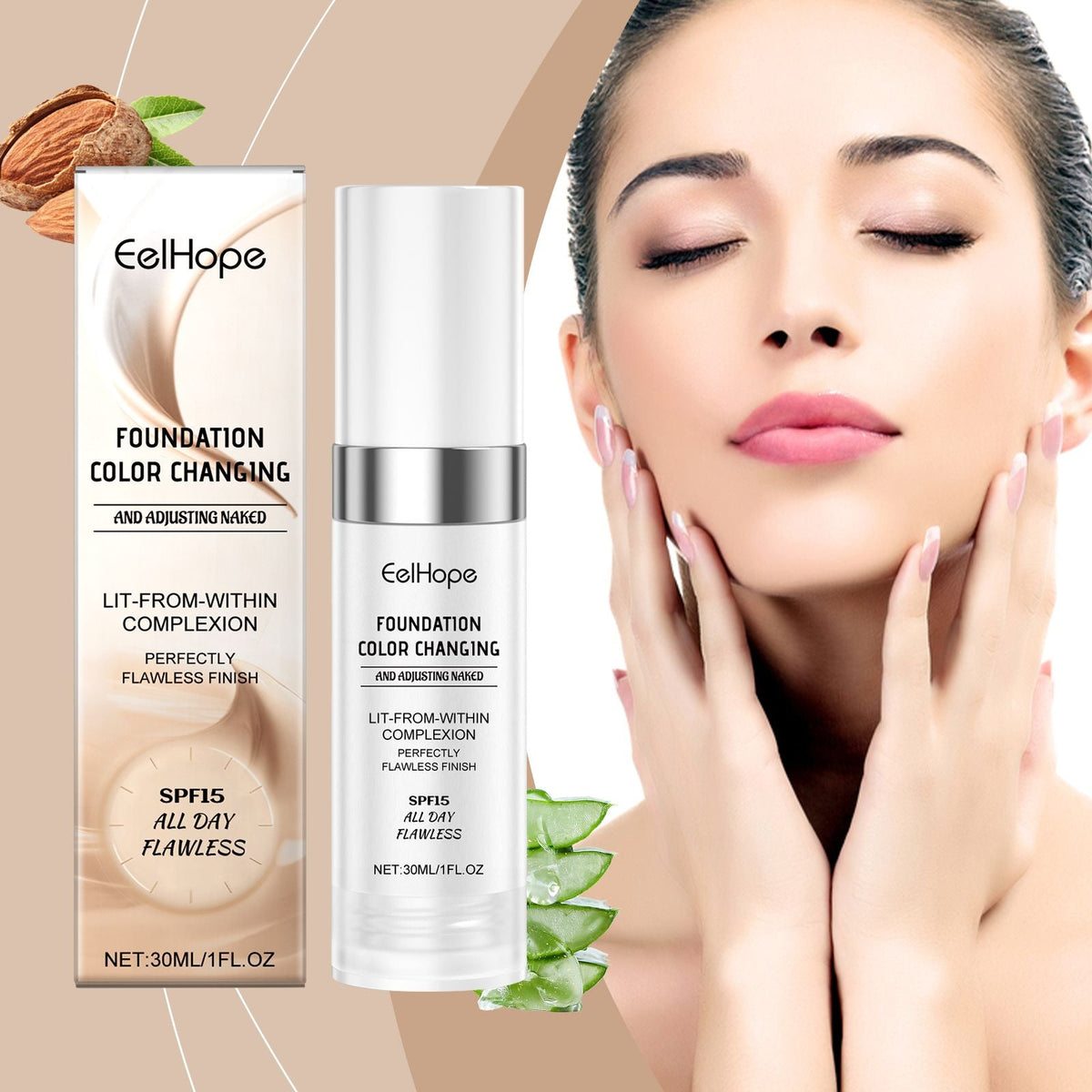 Eelhope Warm Change Concealer Foundation Naturally Moisturizes Face With A Light And Long-Lasting Moisturizing Foundation-Eelhope Warm Change Concealer Foundation Naturally Moisturizes Face With A Light And Long-Lasting Moisturizing Foundation