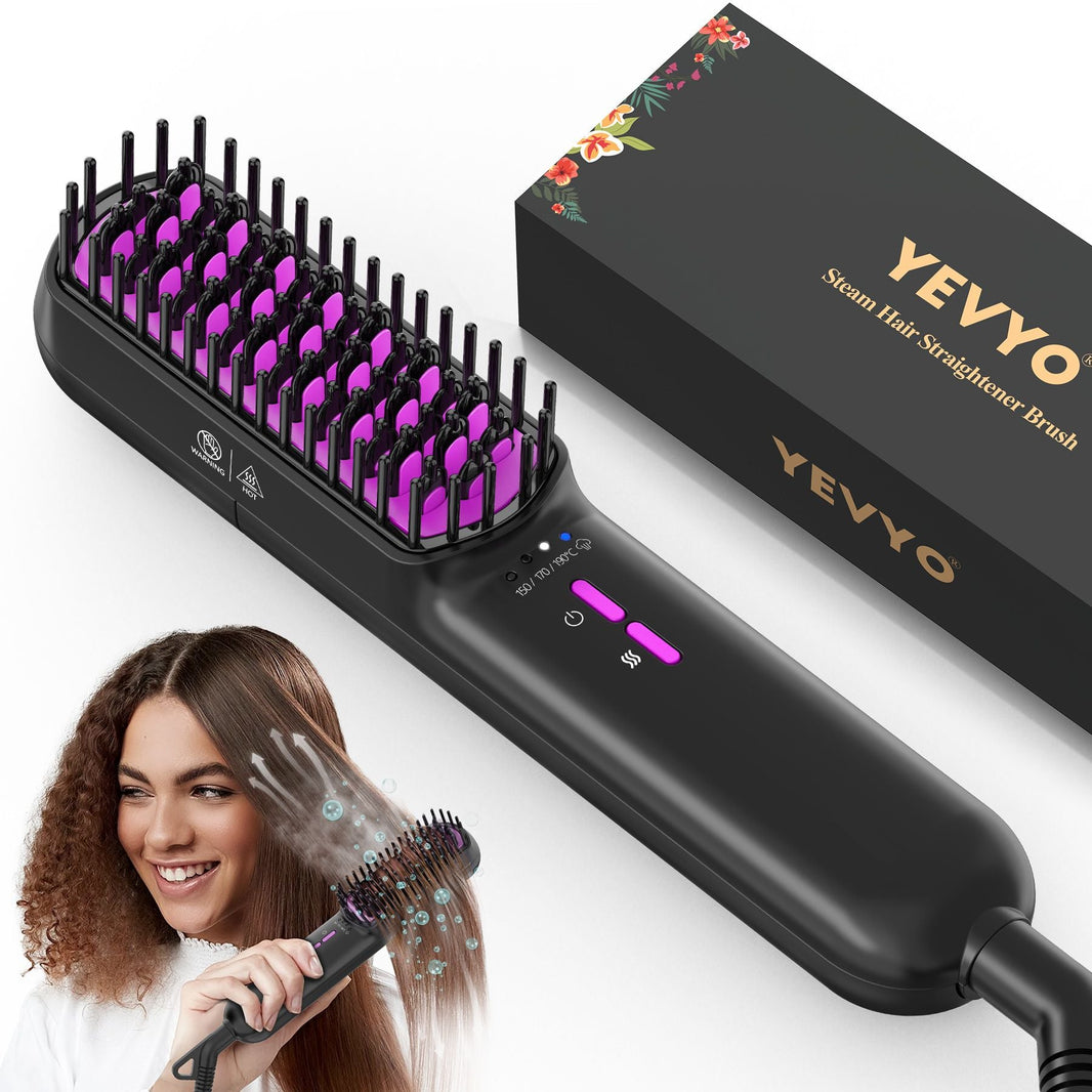 Hair Straightener Brush, Ionic Plus Steam Straightening Brush for Smooth, Anti-frizz Hair, Anti-Scald Ceramic Straightening Comb, Heated Straightener Brush Flat Iron Fast Heating for Home Salon-Hair Straightener Brush, Ionic Plus Steam Straightening Brush for Smooth, Anti-frizz Hair, Anti-Scald Ceramic Straightening Comb, Heated Straightener Brush Flat Iron Fast Heating for Home Salon