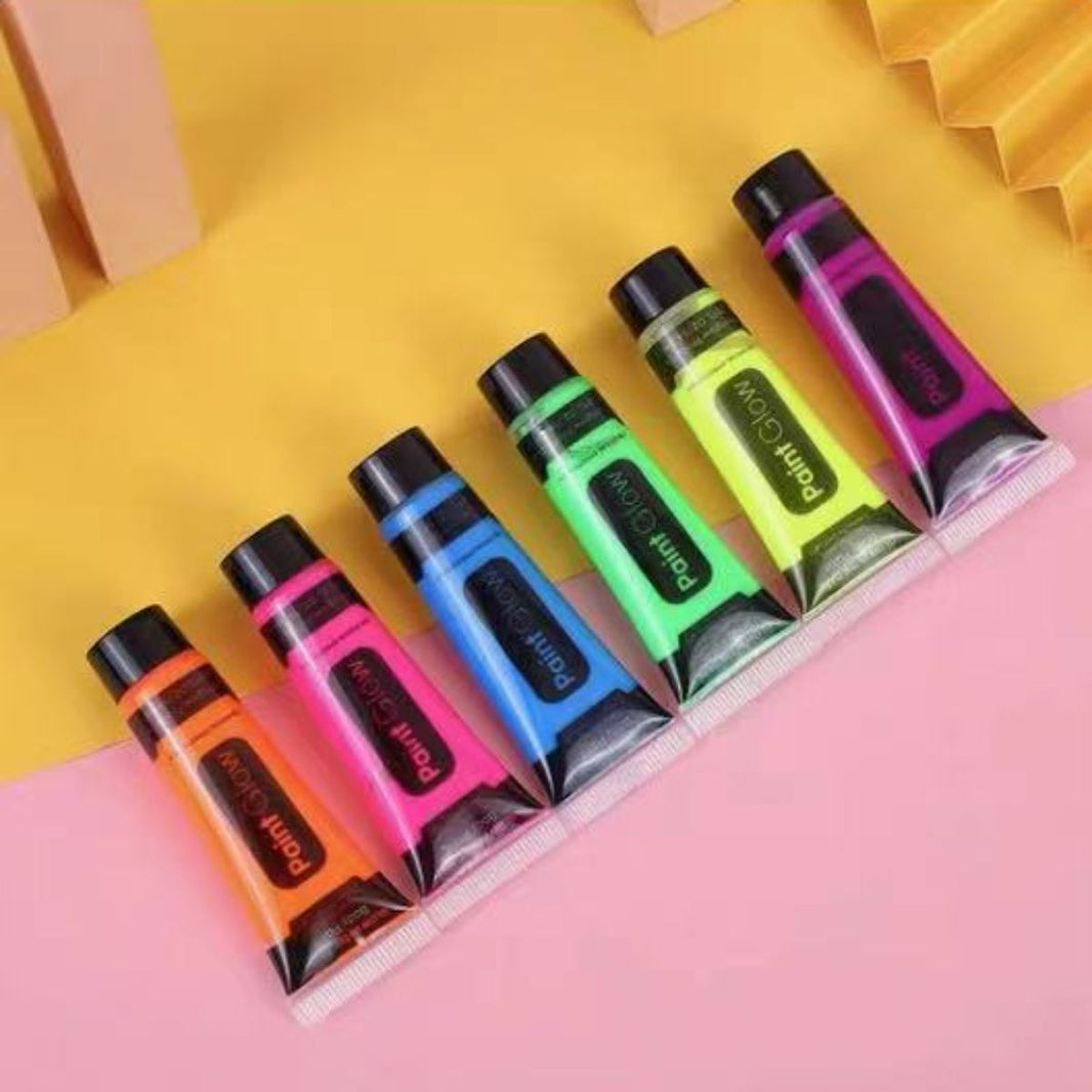 UV Glow Blacklight Face and Body Paint,0.48 oz, Set of 6 Tubes, 6 Colors Halloween Makeup-UV Glow Blacklight Face and Body Paint,0.48 oz, Set of 6 Tubes, 6 Colors Halloween Makeup
