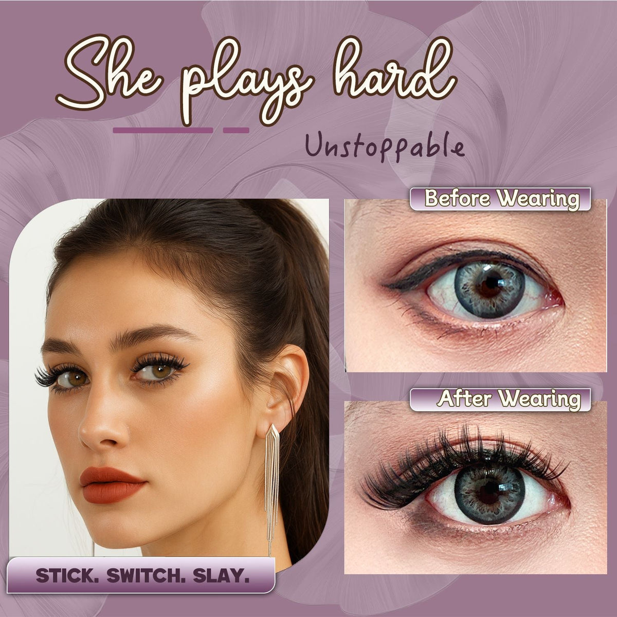 AYCUE #SHE PLAYS HARD# Self-adhesive Lash Clusters C Curl 10-16mm 120 Clusters Glue-free Eyelashes Extensions for Natural Look Easy Application-AYCUE #SHE PLAYS HARD# Self-adhesive Lash Clusters C Curl 10-16mm 120 Clusters Glue-free Eyelashes Extensions for Natural Look Easy Application