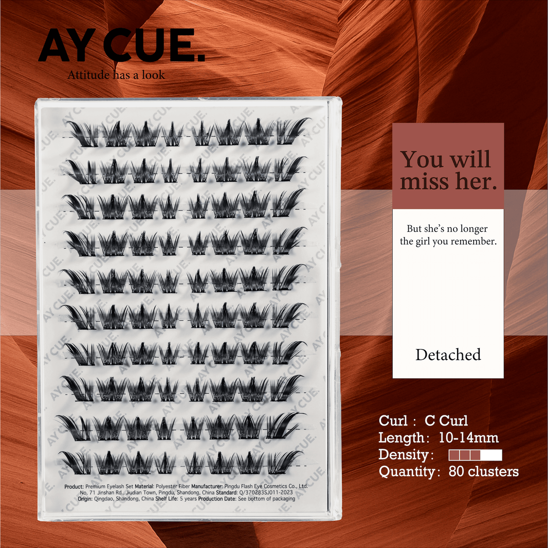 AYCUE #YOU WILL MISS HER# Self-adhesive Lash Clusters C Curl 10-14mm 80Clusters Glue-free Eyelashes Extensions for Natural Look Easy Application-AYCUE #YOU WILL MISS HER# Self-adhesive Lash Clusters C Curl 10-14mm 80Clusters Glue-free Eyelashes Extensions for Natural Look Easy Application