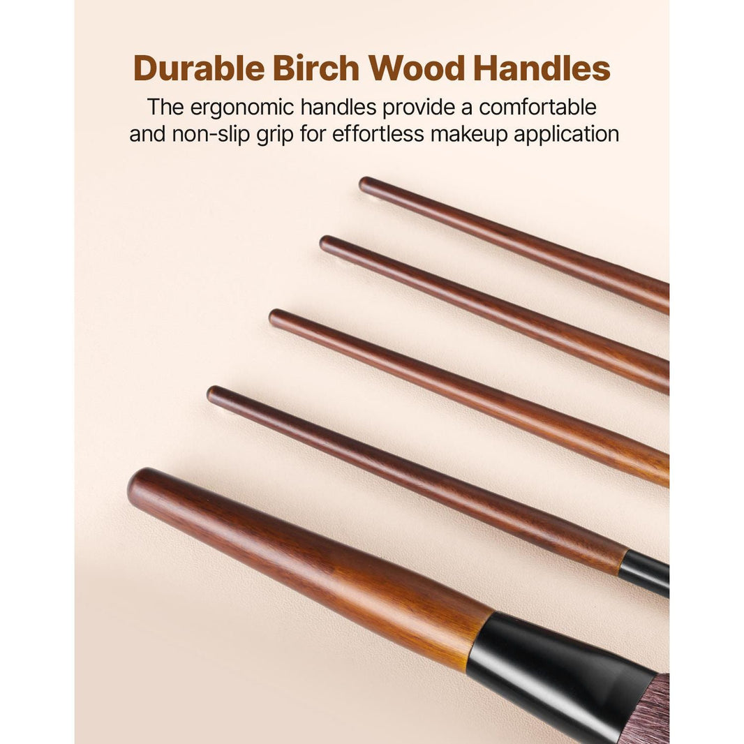 9-Piece Makeup Brush Set for Foundation Blending Eyeshadow, Professional Makeup Brush Kit with Soft Natural Wool & Vegan Synthetic Bristles, Ergonomic Wood Handle, Travel-Friendly Storage Bag-9-Piece Makeup Brush Set for Foundation Blending Eyeshadow, Professional Makeup Brush Kit with Soft Natural Wool & Vegan Synthetic Bristles, Ergonomic Wood Handle, Travel-Friendly Storage Bag
