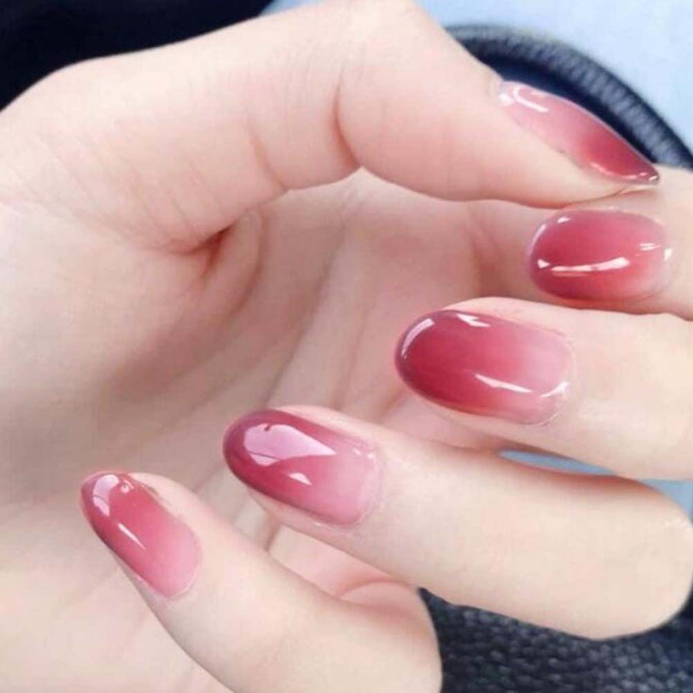 False Fingernails Gradient Color Rosy Pink Artificial False Nails Tips Full Cover Fake Nails Nail Art-False Fingernails Gradient Color Rosy Pink Artificial False Nails Tips Full Cover Fake Nails Nail Art