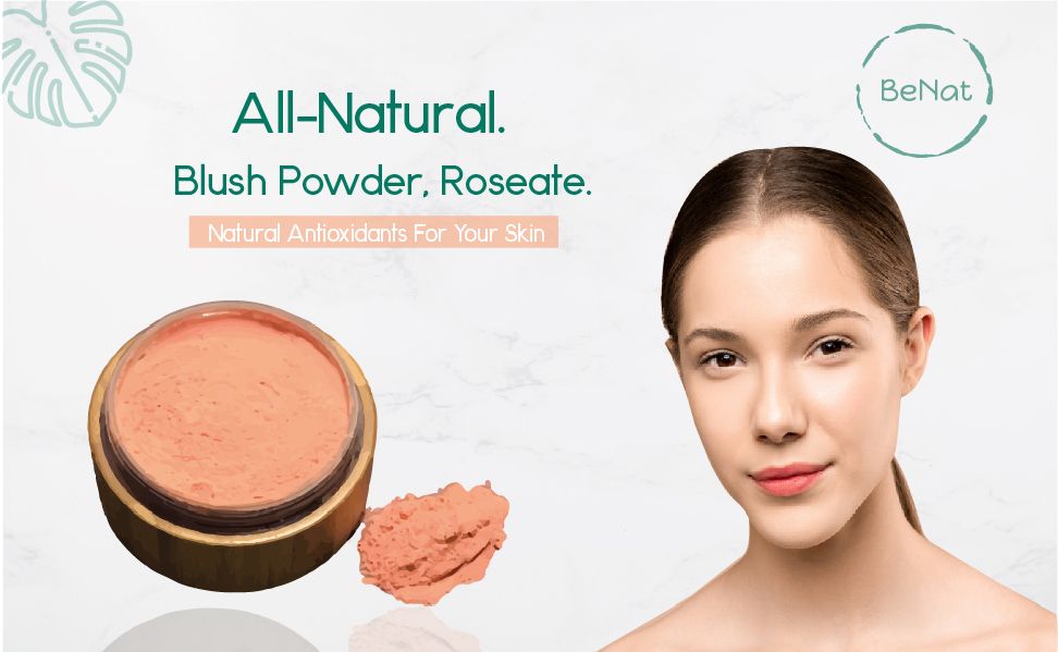 BeNat All-Natural Blush Loose Powder | Reusable Bamboo Container with Refills | Vegan & Lightweight Face Makeup-BeNat All-Natural Blush Loose Powder | Reusable Bamboo Container with Refills | Vegan & Lightweight Face Makeup