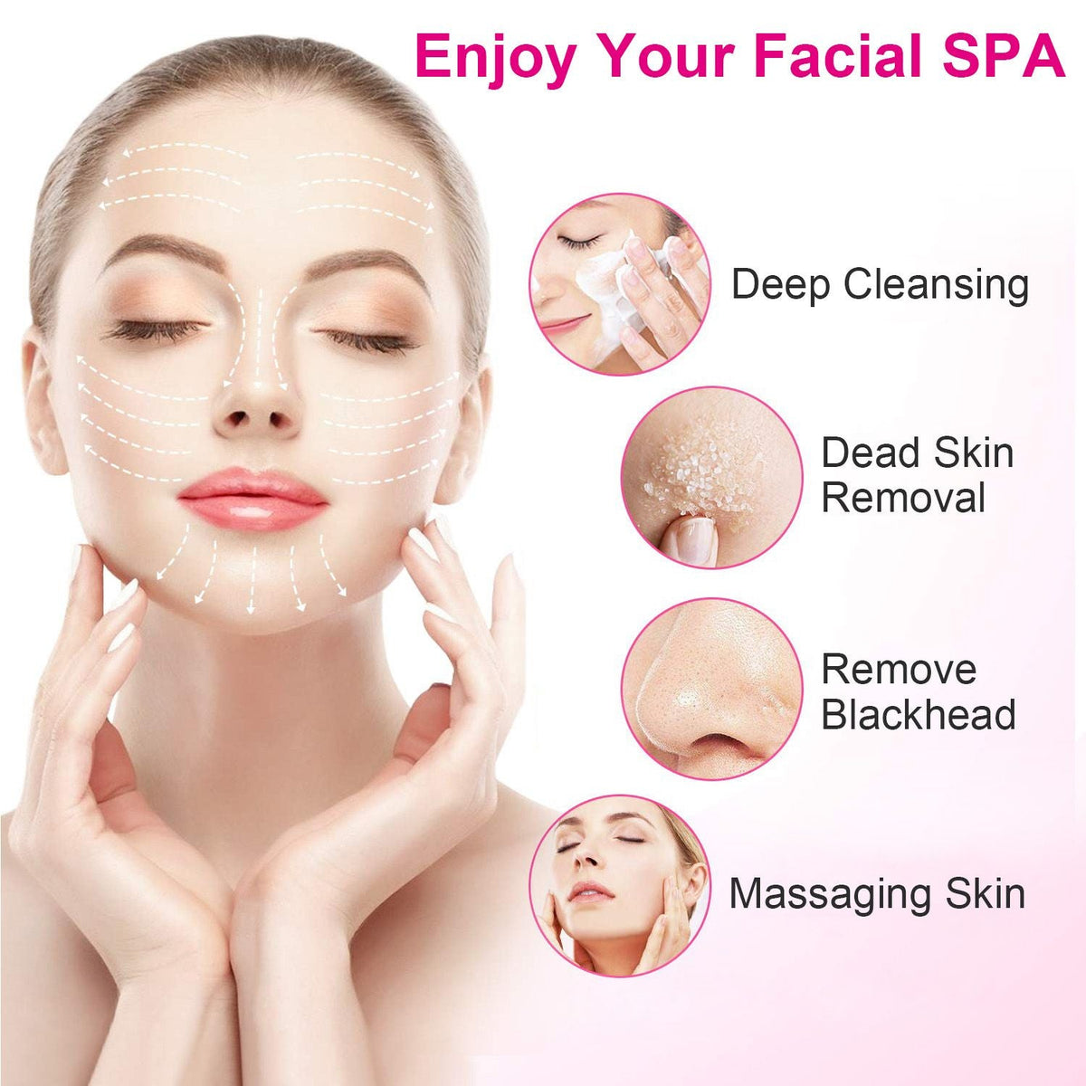 Facial Cleansing Brush Waterproof Face Spin Cleaning Brush with 5 Brush Heads-Facial Cleansing Brush Waterproof Face Spin Cleaning Brush with 5 Brush Heads