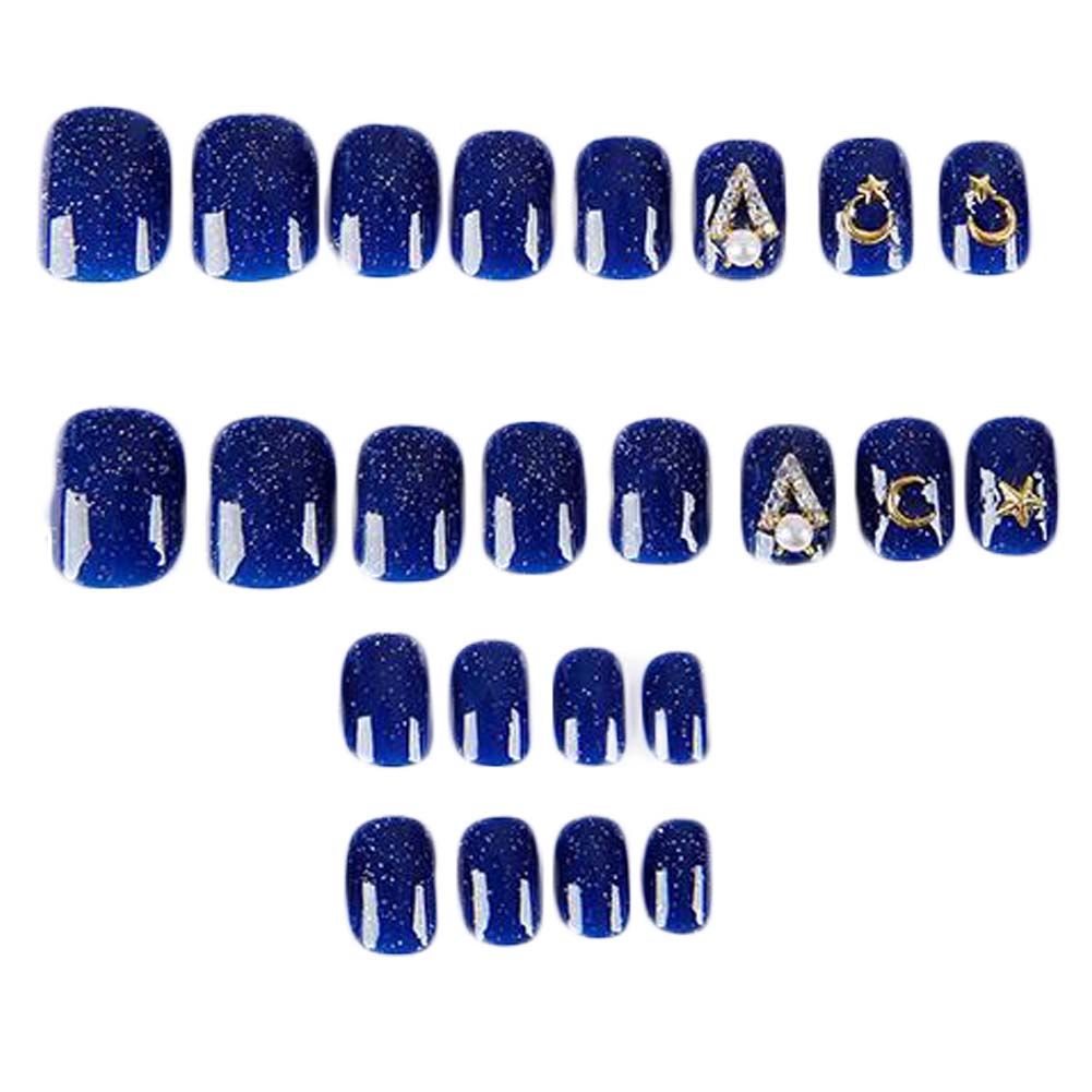 Royal Blue False Fingernails Artificial False Nails Tips Full Cover Wedding Bead Nail Art Decoration Fake Nails-Royal Blue False Fingernails Artificial False Nails Tips Full Cover Wedding Bead Nail Art Decoration Fake Nails