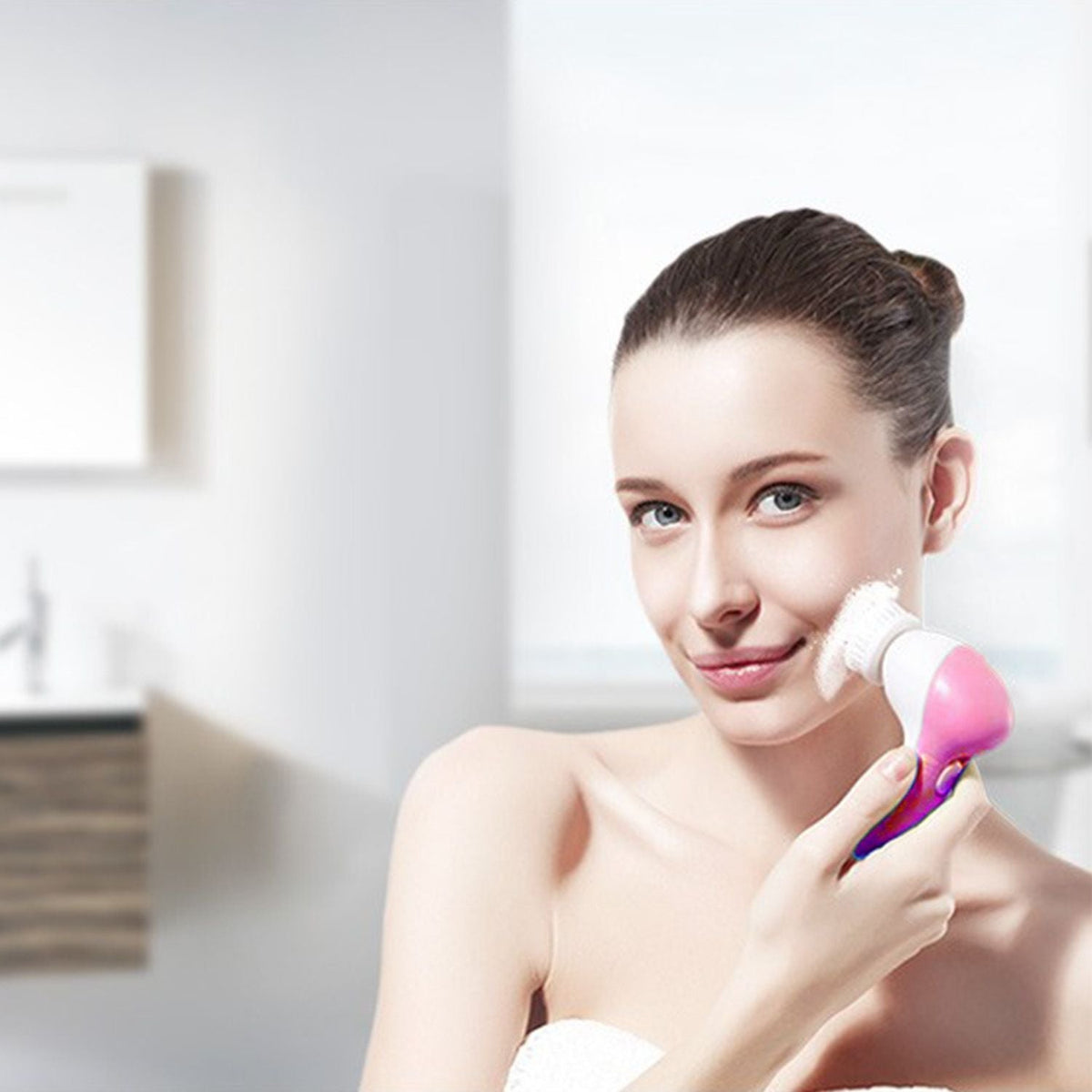 Facial Cleansing Brush Waterproof Face Spin Cleaning Brush with 5 Brush Heads-Facial Cleansing Brush Waterproof Face Spin Cleaning Brush with 5 Brush Heads