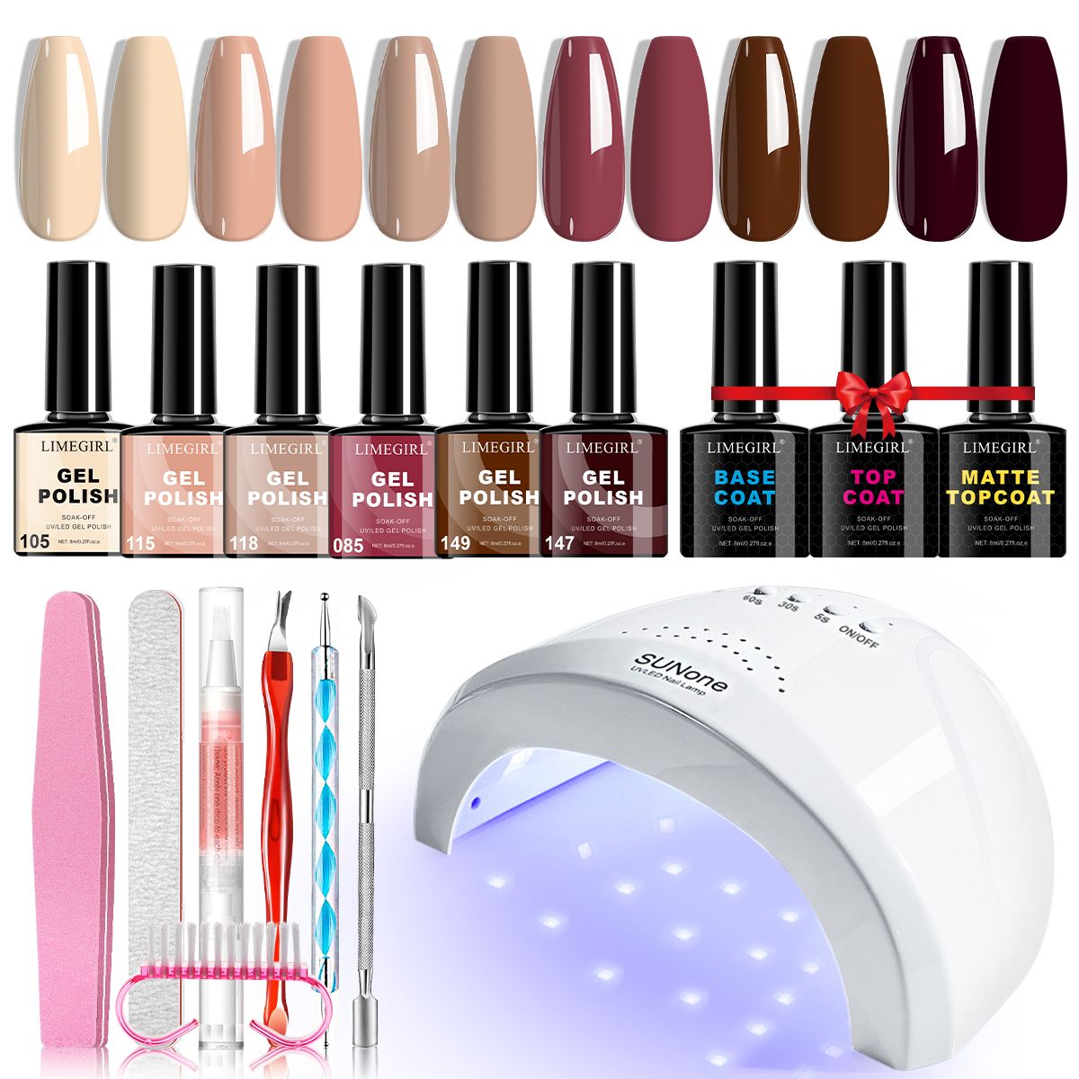 LIMEGIRL Gel Nail Polish Set 6 Color Set with UV Nail Light and Nail Tools, Soaking Nail Set, for Beginners DIY Nail Set-LIMEGIRL Gel Nail Polish Set 6 Color Set with UV Nail Light and Nail Tools, Soaking Nail Set, for Beginners DIY Nail Set
