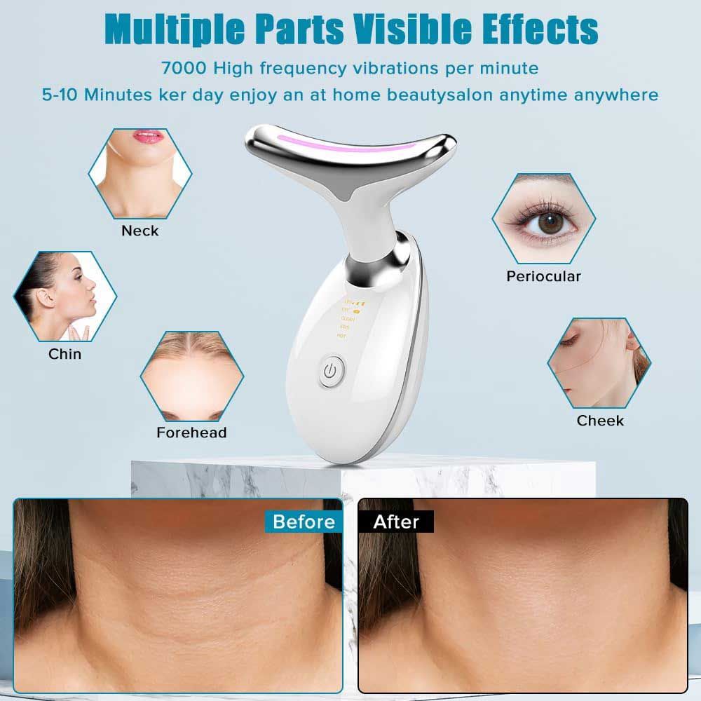 Neck Face Massager Face Sculpting Tool 3 Colour Modes and Vibration for Facial Massager for Double Chin - Red-Neck Face Massager Face Sculpting Tool 3 Colour Modes and Vibration for Facial Massager for Double Chin - Red