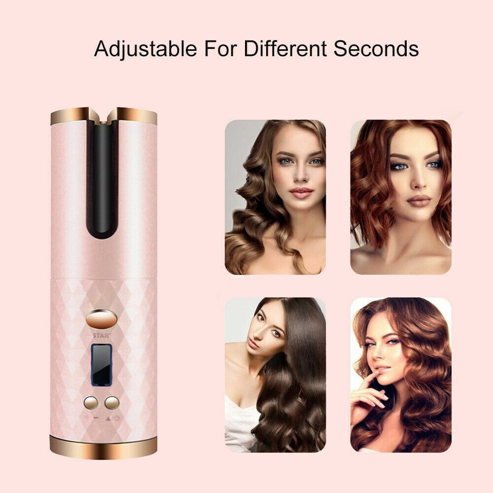 Hair Curler LCD Cordless Auto Rotating Waver Curling Iron Ceramic Wireless USA-Hair Curler LCD Cordless Auto Rotating Waver Curling Iron Ceramic Wireless USA