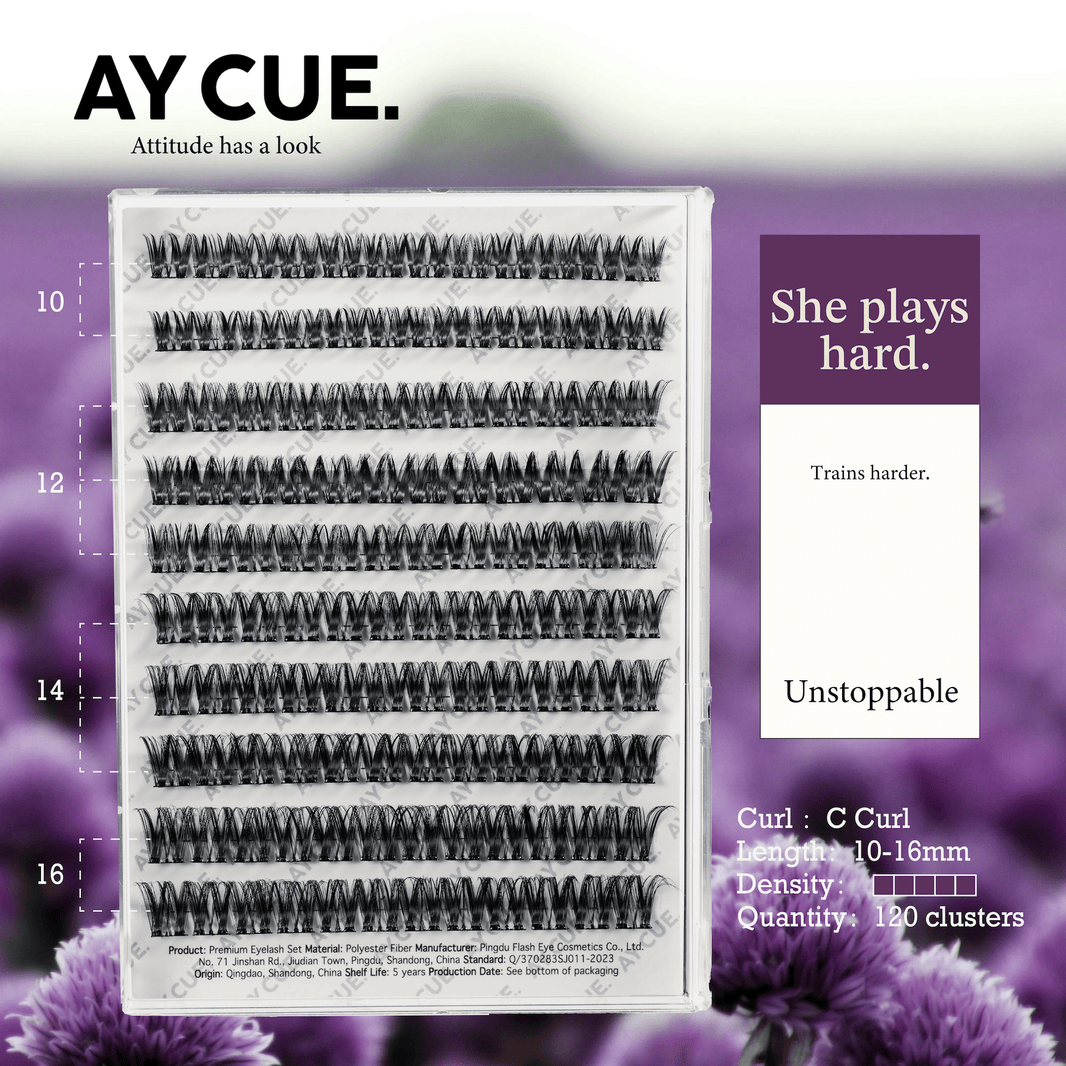 AYCUE #SHE PLAYS HARD# Self-adhesive Lash Clusters C Curl 10-16mm 120 Clusters Glue-free Eyelashes Extensions for Natural Look Easy Application-AYCUE #SHE PLAYS HARD# Self-adhesive Lash Clusters C Curl 10-16mm 120 Clusters Glue-free Eyelashes Extensions for Natural Look Easy Application