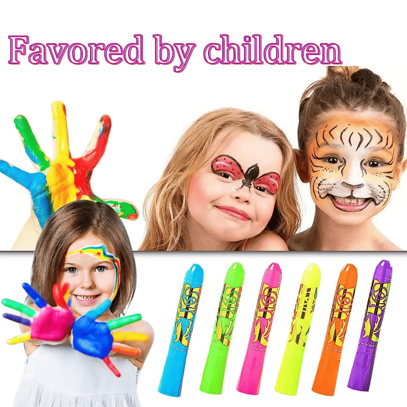 6 Pcs Glow In The Dark Face Body Paint, UV Black Light Glow Makeup Kit For Adult, Non-Toxic Fluorescent Face Paints Crayons For Birthday Party Halloween Masquerade Makeup-6 Pcs Glow In The Dark Face Body Paint, UV Black Light Glow Makeup Kit For Adult, Non-Toxic Fluorescent Face Paints Crayons For Birthday Party Halloween Masquerade Makeup