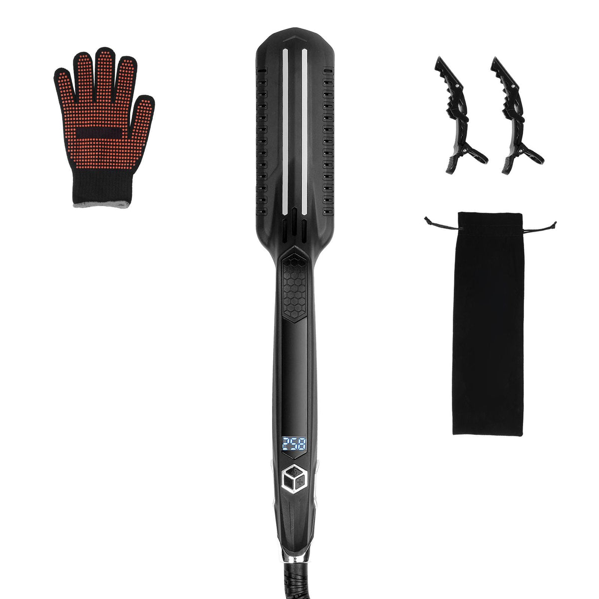 Hair Straightener, 1.5-inch Titanium Flat Iron, Dual Infrared Hair Straightener Flat Iron with LCD Display and 19 Temp Levels - 210 to 450 F, Fast Heating Hair Iron for Salon Home Travel Use-Hair Straightener, 1.5-inch Titanium Flat Iron, Dual Infrared Hair Straightener Flat Iron with LCD Display and 19 Temp Levels - 210 to 450 F, Fast Heating Hair Iron for Salon Home Travel Use