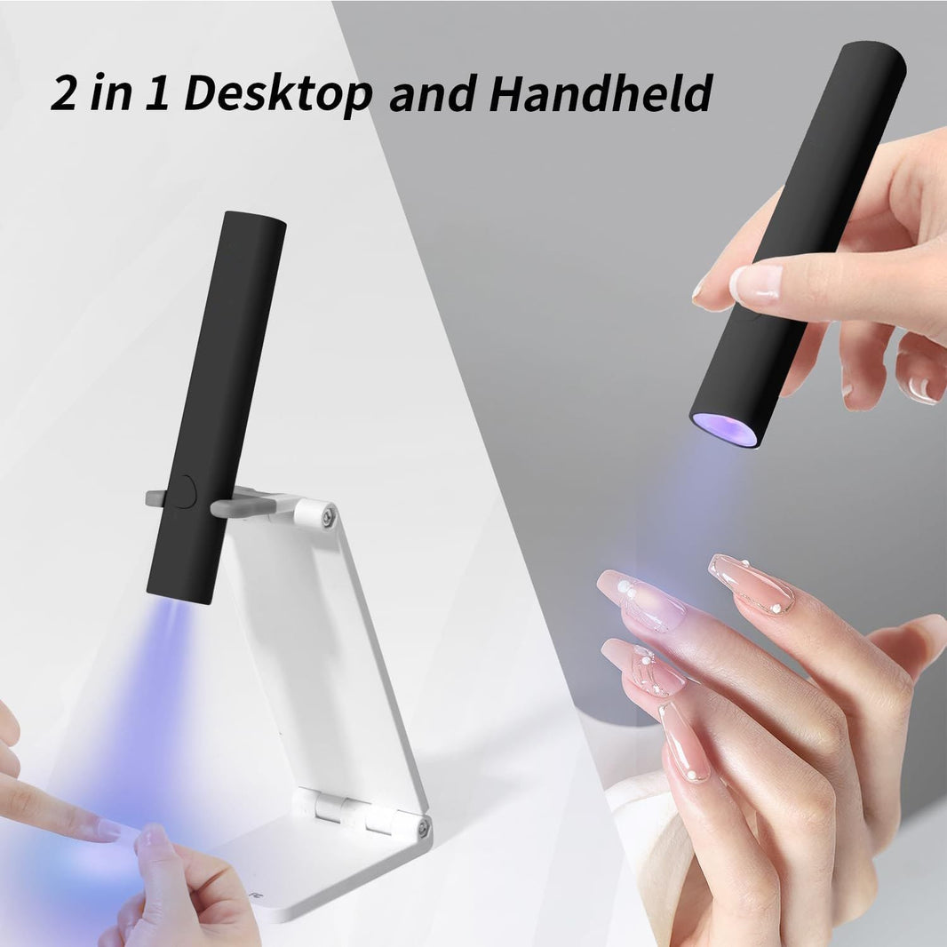 UV Light for Gel Nails, Mini U V LED Nail Lamp Handheld with Stand, Portable Nail Dryer Rechargeable USB Cordless for Fast Drying, Black-UV Light for Gel Nails, Mini U V LED Nail Lamp Handheld with Stand, Portable Nail Dryer Rechargeable USB Cordless for Fast Drying, Black