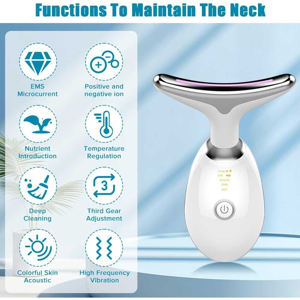 Neck Face Massager Face Sculpting Tool 3 Colour Modes and Vibration for Facial Massager for Double Chin - Red-Neck Face Massager Face Sculpting Tool 3 Colour Modes and Vibration for Facial Massager for Double Chin - Red