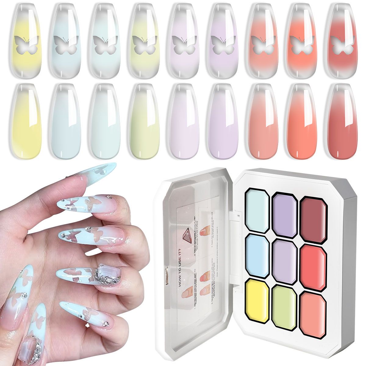 Limegirl Gradient Painting Gel, 9 Bright Colors Ombre GelNail Polish for Pigment Pat Nails Nails French ManicureSoak Off UV Set-Limegirl Gradient Painting Gel, 9 Bright Colors Ombre GelNail Polish for Pigment Pat Nails Nails French ManicureSoak Off UV Set