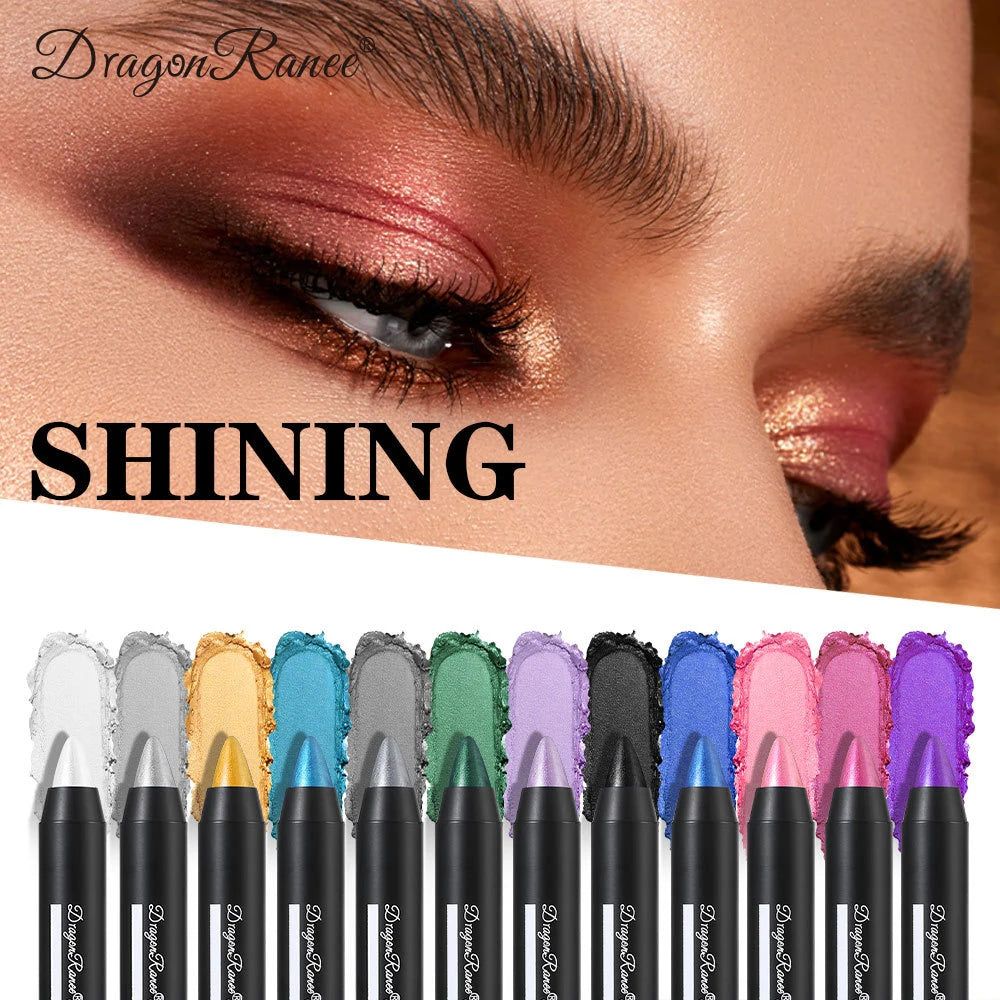 Smoky Dark Green Eyeshadow Pencil Stick Waterproof Pearlescent 12 Colors Metallic Glitter Eye Shadow Highlighter Pen Makeup Tool-Smoky Dark Green Eyeshadow Pencil Stick Waterproof Pearlescent 12 Colors Metallic Glitter Eye Shadow Highlighter Pen Makeup Tool