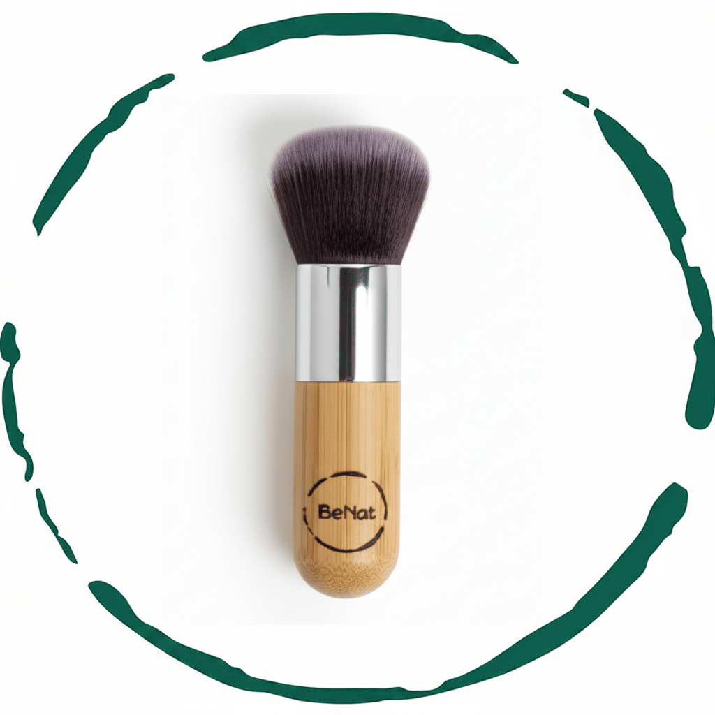 Premium Kabuki Blush Brush - High-Density Soft Synthetic Makeup Brush with Eco-Friendly Bamboo Handle for Flawless Powder & Contour Blending-Premium Kabuki Blush Brush - High-Density Soft Synthetic Makeup Brush with Eco-Friendly Bamboo Handle for Flawless Powder & Contour Blending