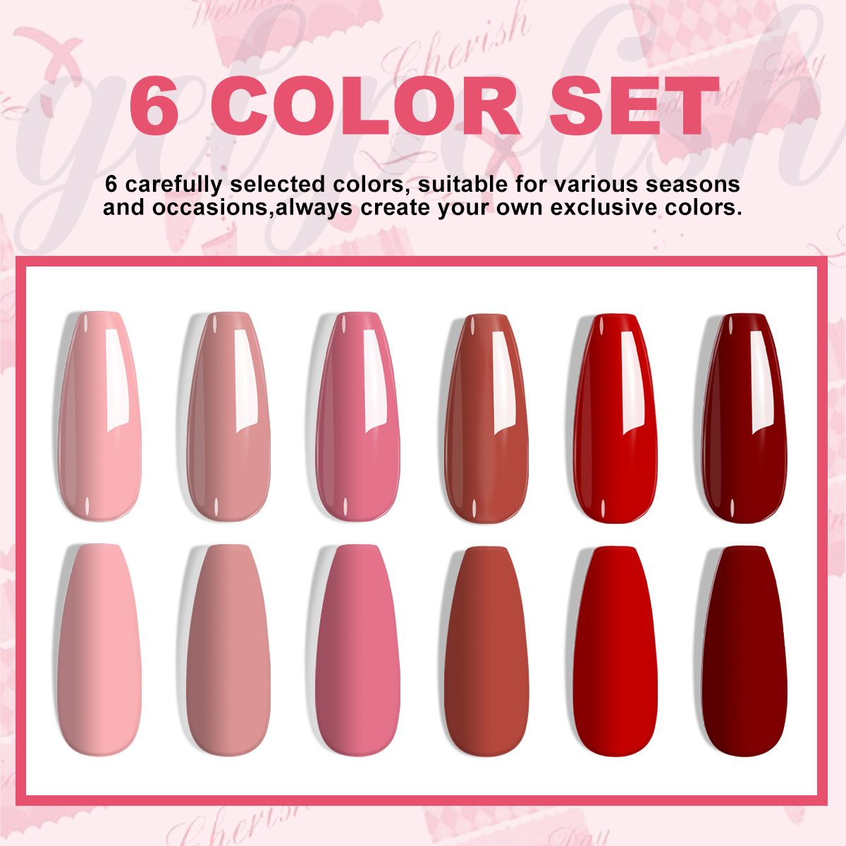 LIMEGIRL 6pcs Gel Polish Set 6 Vibrant Colors UV Gel NailPolish Red Blue Green Hema TMPTA TPO 3-free AllSeasons NailGel for Christmas Gift Women Girls-LIMEGIRL 6pcs Gel Polish Set 6 Vibrant Colors UV Gel NailPolish Red Blue Green Hema TMPTA TPO 3-free AllSeasons NailGel for Christmas Gift Women Girls