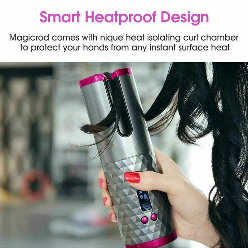 Hair Curler LCD Cordless Auto Rotating Waver Curling Iron Ceramic Wireless USA-Hair Curler LCD Cordless Auto Rotating Waver Curling Iron Ceramic Wireless USA