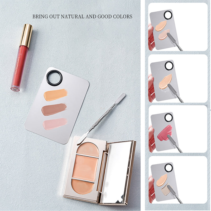 Stainless Steel Cosmetic Makeup Palette, Professional Cosmetic Mixing Makeup Palette Spatula Makeup Artist Tool, Beauty Salon Color Cream Mixing Palette With A Spatula Makeup Nail Art Palette-3bd02470435a996dfa4cca32038ebe62