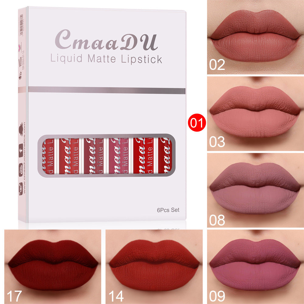 6 Boxes Of Matte Non-stick Cup Waterproof Lipstick Long Lasting Lip Gloss-8e234babbbadcb38b16208cbe0d3c089