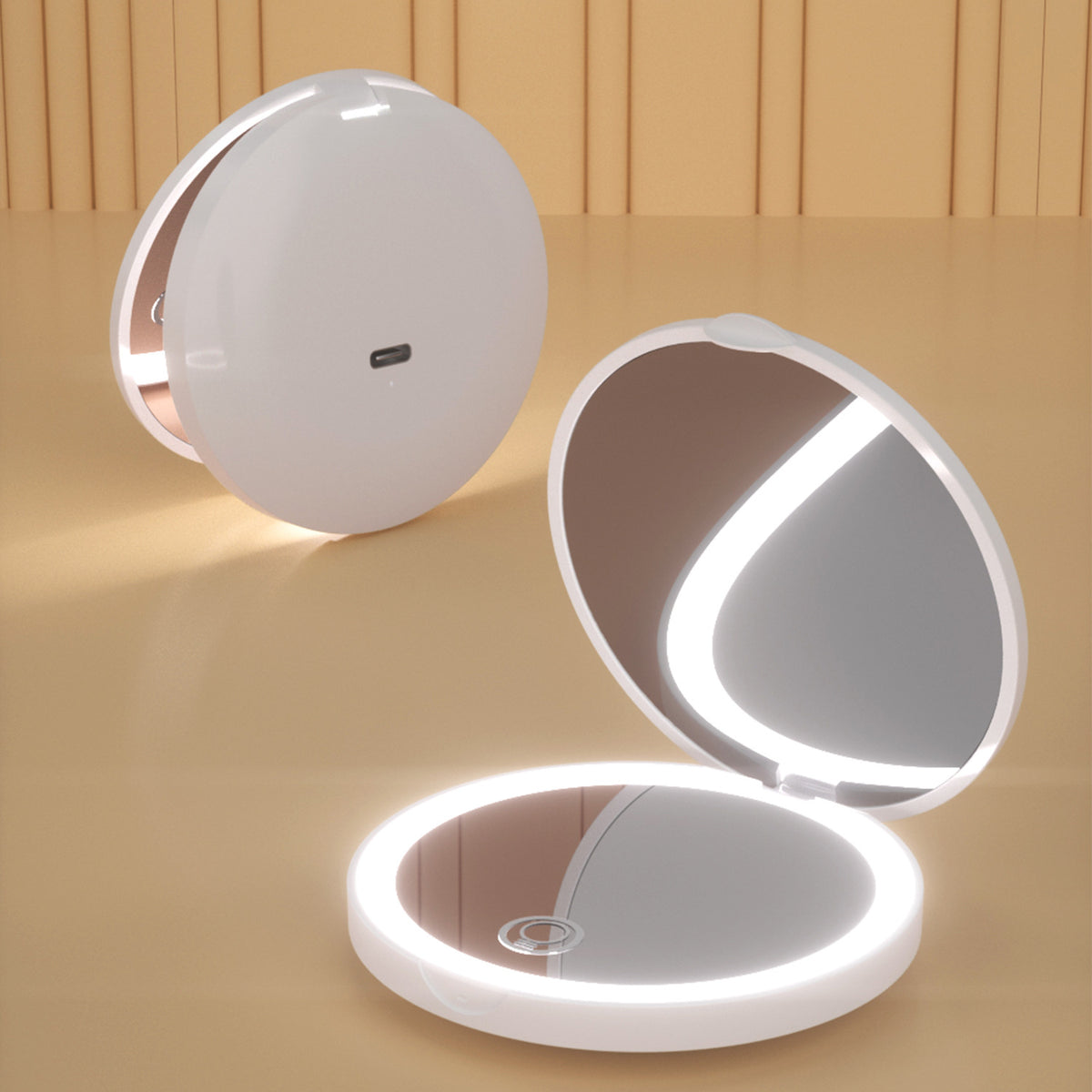 Portable Folding Led Luminous With 2X Amplification Rechargeable Portable Led Make-up Mirror-1df94832a2a53f8997df638937321565