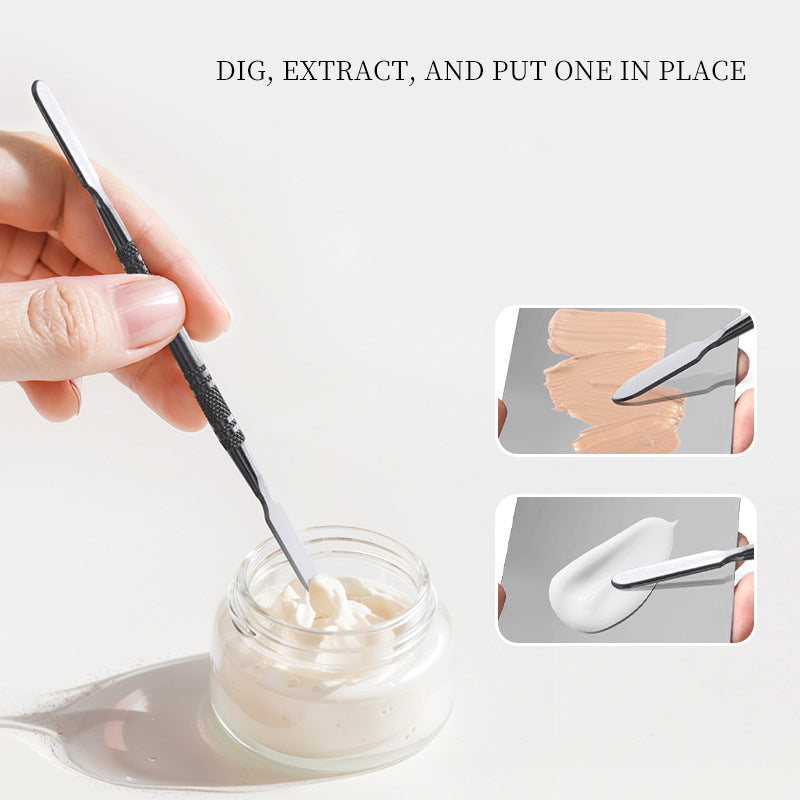 Stainless Steel Cosmetic Makeup Palette, Professional Cosmetic Mixing Makeup Palette Spatula Makeup Artist Tool, Beauty Salon Color Cream Mixing Palette With A Spatula Makeup Nail Art Palette-89c4a3ac3aedfe28972fbaae0345be56