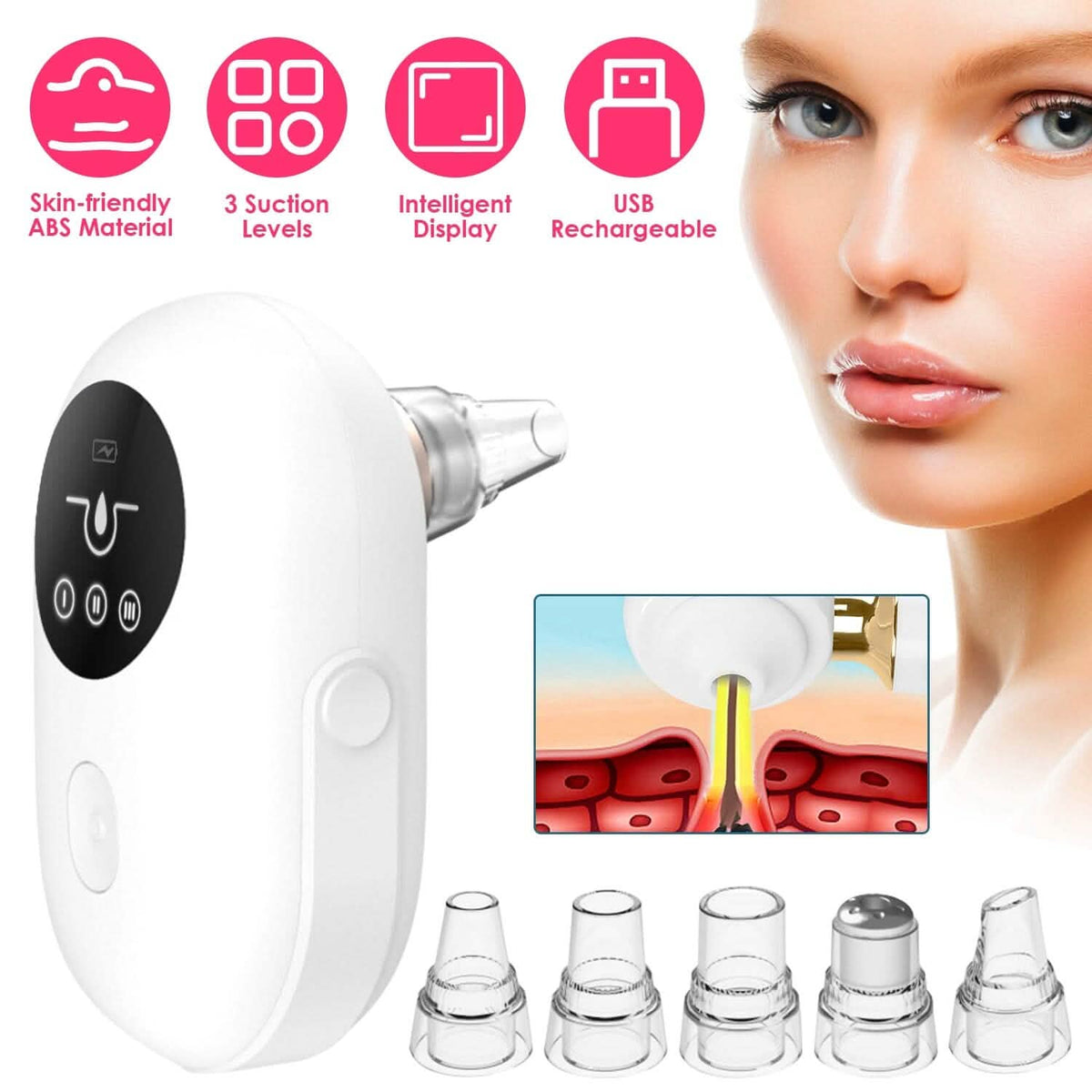 Electric Blackhead Comedone Extractor Tool Facial Pore Cleaner-Electric Blackhead Comedone Extractor Tool Facial Pore Cleaner