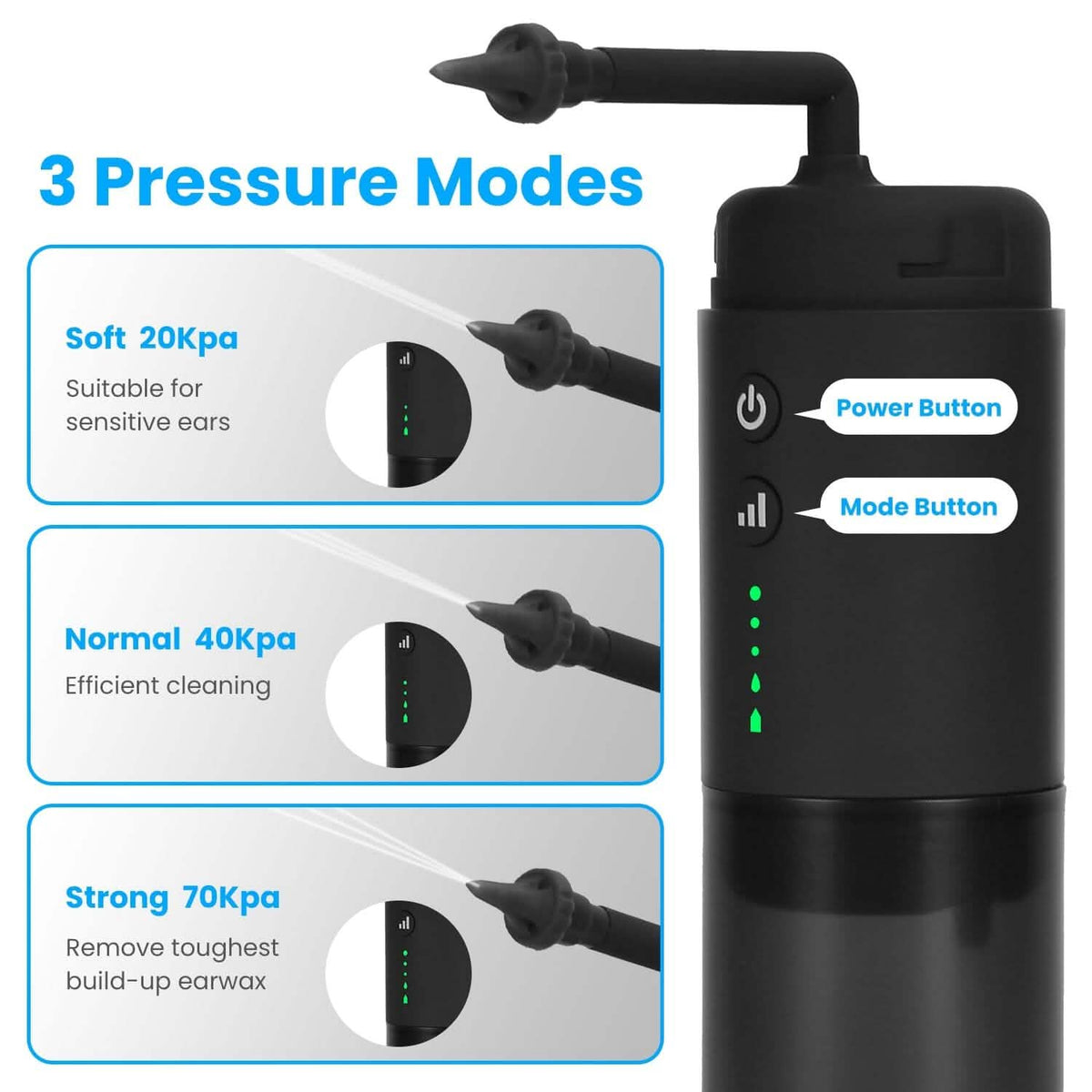 Electric Ear Wax Removal Kit with 3 Modes 6 Ear Tips IPX7 Waterproof USB Rechargeable-Electric Ear Wax Removal Kit with 3 Modes 6 Ear Tips IPX7 Waterproof USB Rechargeable