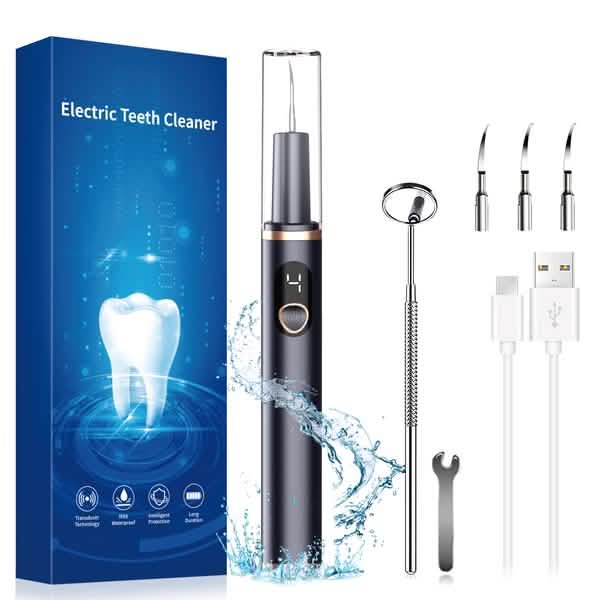 Electric Plaque Remover for Teeth, Rechargeable Teeth Cleaning Kit with 4 Modes-Electric Plaque Remover for Teeth, Rechargeable Teeth Cleaning Kit with 4 Modes