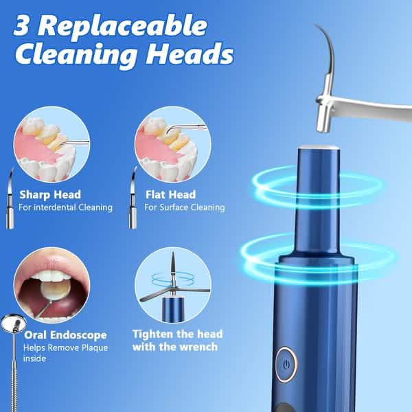 Electric Plaque Remover for Teeth, Rechargeable Teeth Cleaning Kit with 4 Modes-Electric Plaque Remover for Teeth, Rechargeable Teeth Cleaning Kit with 4 Modes