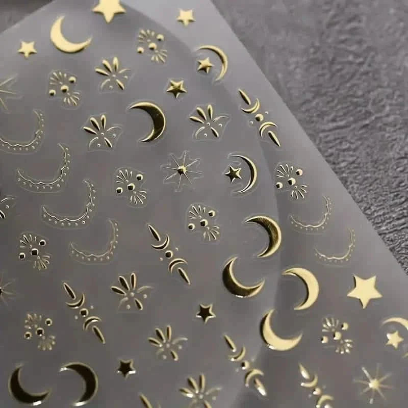 Embossed Three-dimensional Star and Moon Pattern Nail Stickers-Embossed Three-dimensional Star and Moon Pattern Nail Stickers