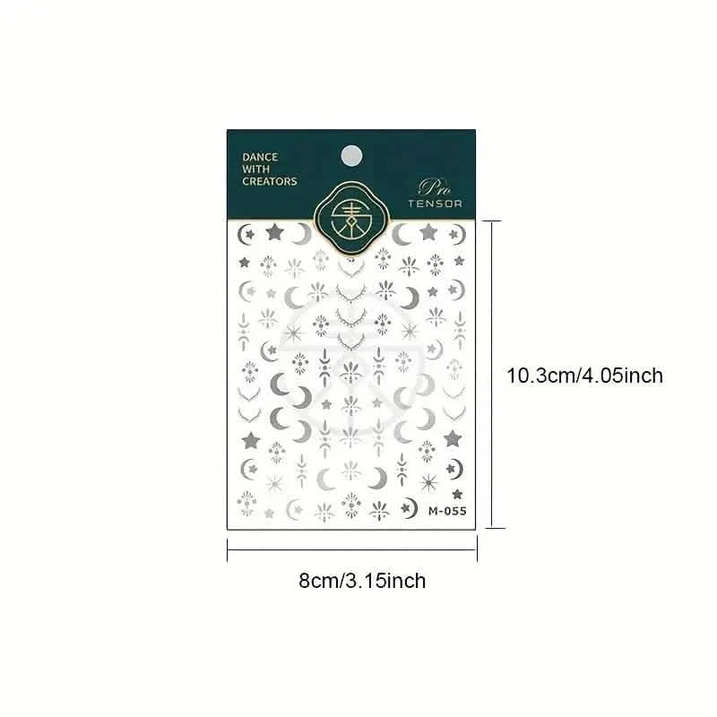 Embossed Three-dimensional Star and Moon Pattern Nail Stickers-Embossed Three-dimensional Star and Moon Pattern Nail Stickers