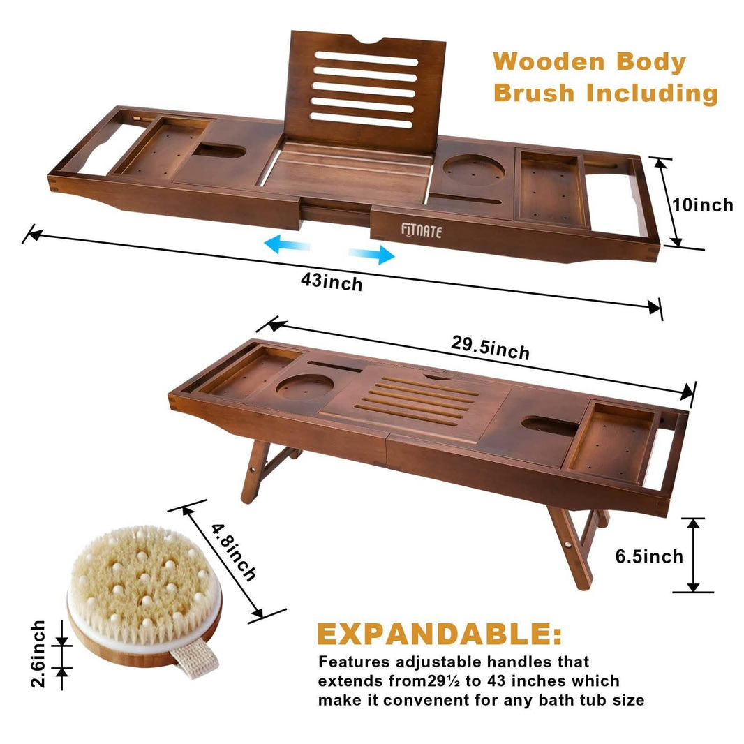 Expandable Bamboo Caddy Bath Tub Organizer Tray-Expandable Bamboo Caddy Bath Tub Organizer Tray