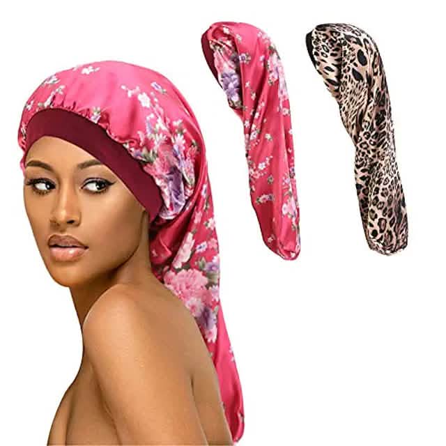 Extra Long Satin Bonnet Sleep Cap Long Bonnet for Braids Hair Loose Cap-Extra Long Satin Bonnet Sleep Cap Long Bonnet for Braids Hair Loose Cap