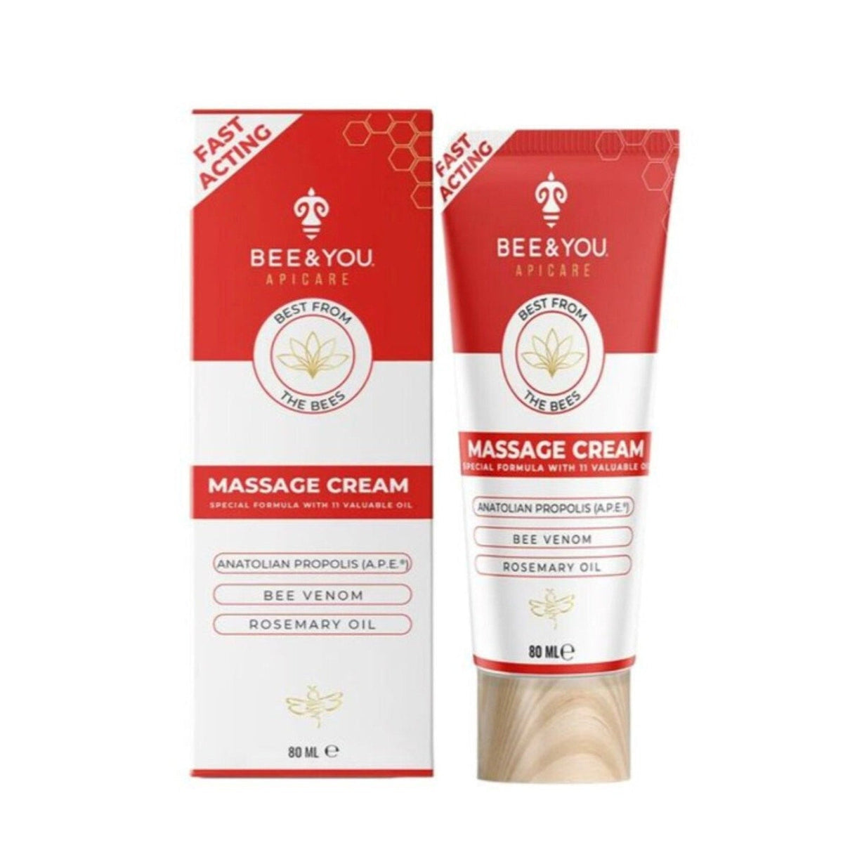 Bee & You Massage Cream with Propolis, Bee Venom & 11 Herbal Oils-Bee & You Massage Cream with Propolis, Bee Venom & 11 Herbal Oils