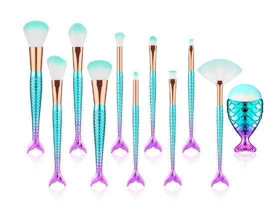 11pcs Makeup Brushes Kit Maquiagem Maquillaje New Mermaid Foundation Eyebrow Eyeliner Cosmetic Makeup Brushes-d13ecbbb4ffd53ee5541db3670d10f4f