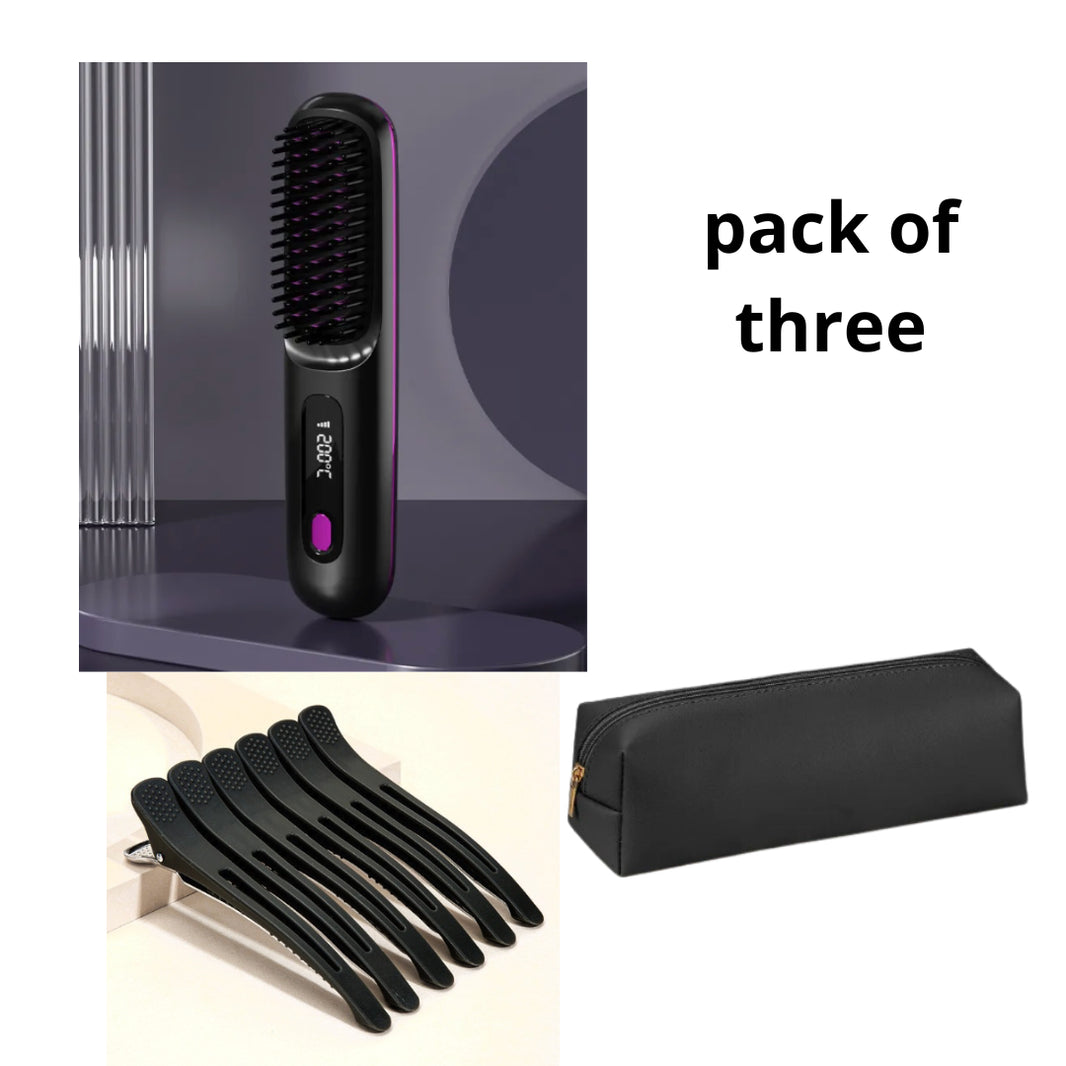 2 In 1 Straight Hair Comb Wireless Hair Straightener Brush Hair Fast Heating Portable Hot Curler USB Charging-12903883af7559e10a1aa260e497e869