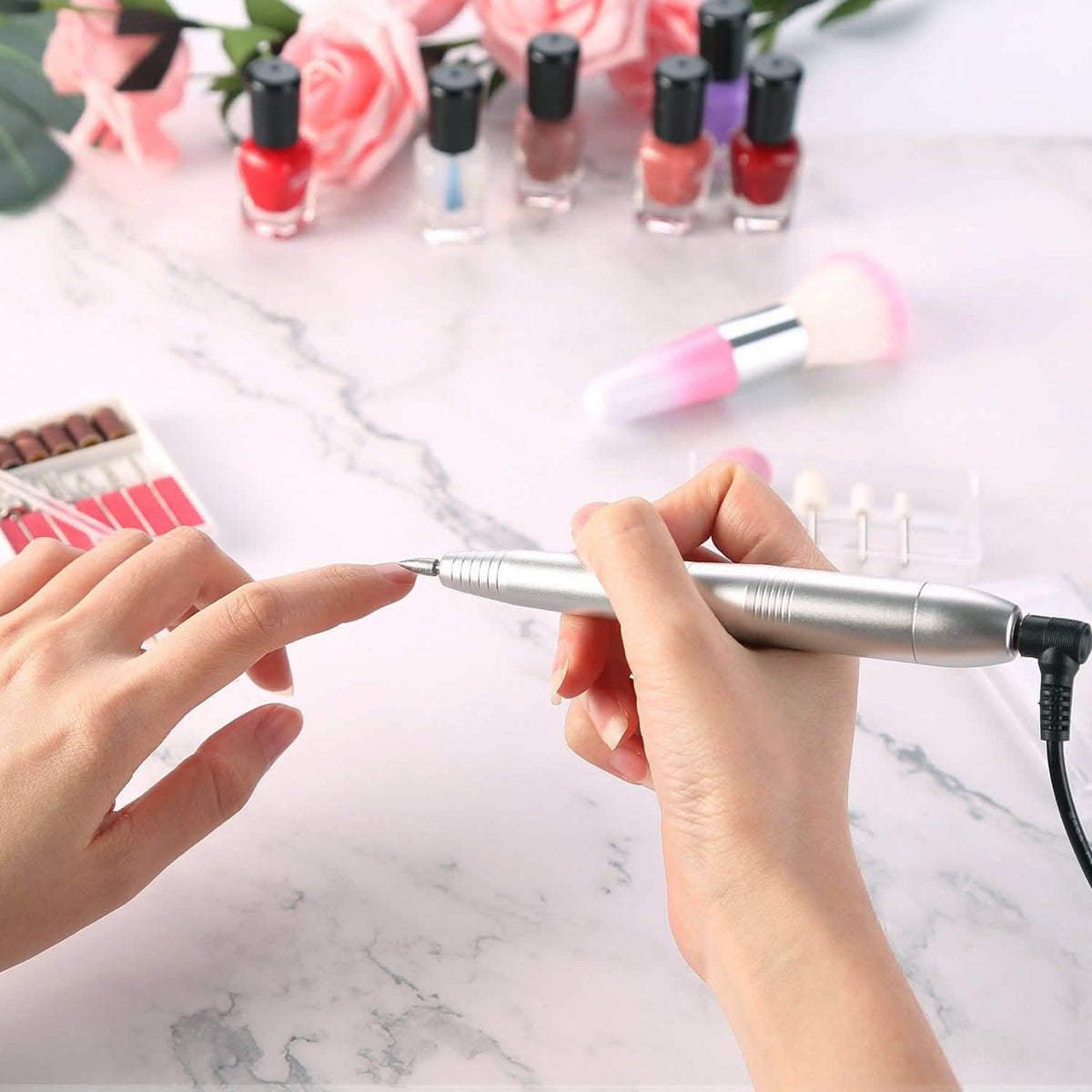 FINATE Silver Electric Nail Drill Kit-FINATE Silver Electric Nail Drill Kit