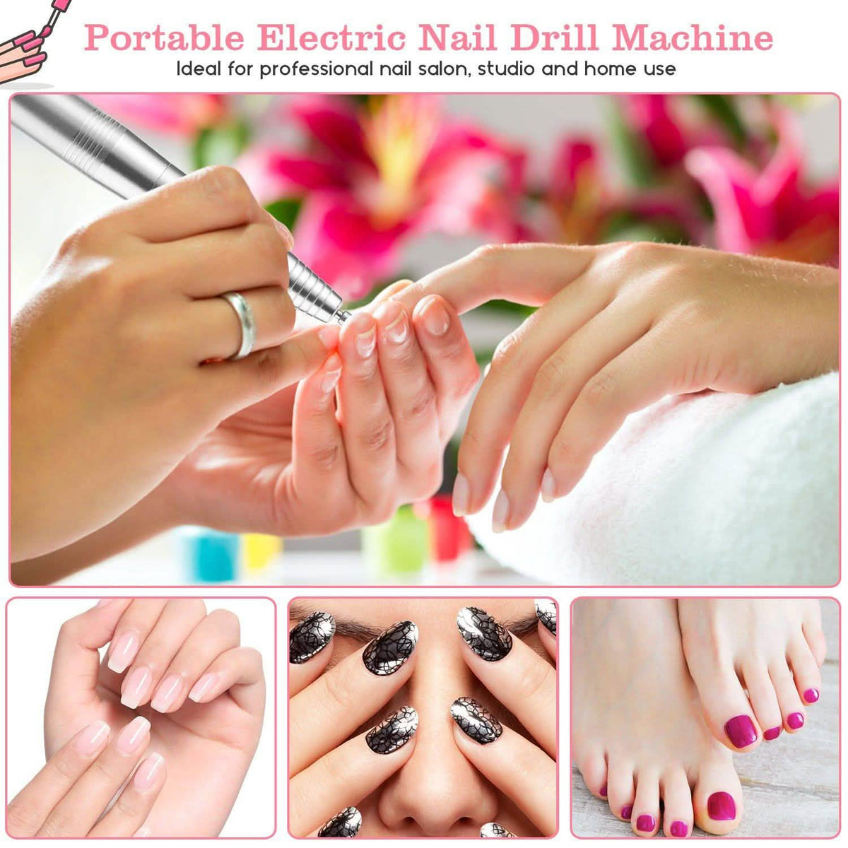 FINATE Silver Electric Nail Drill Kit-FINATE Silver Electric Nail Drill Kit