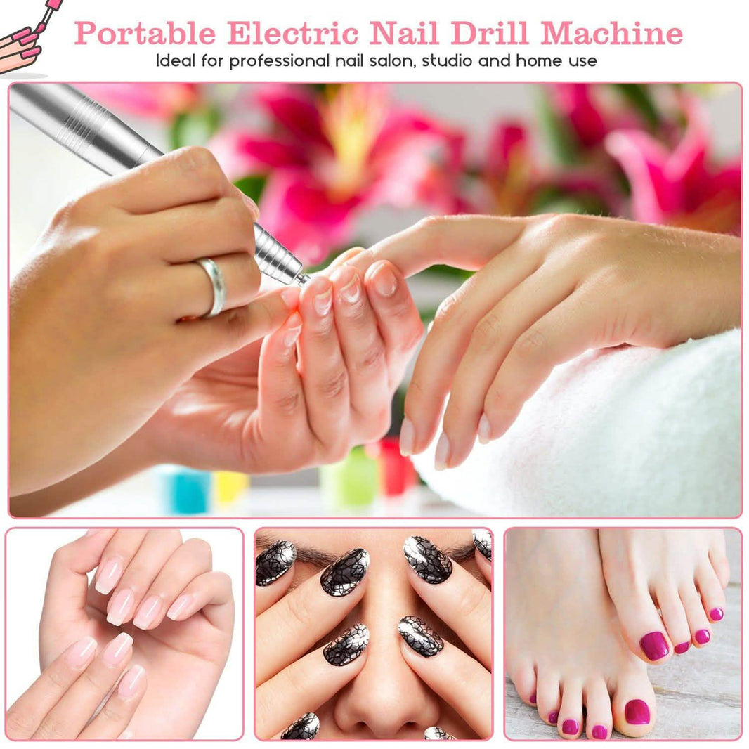 FINATE Silver Electric Nail Drill Kit-FINATE Silver Electric Nail Drill Kit