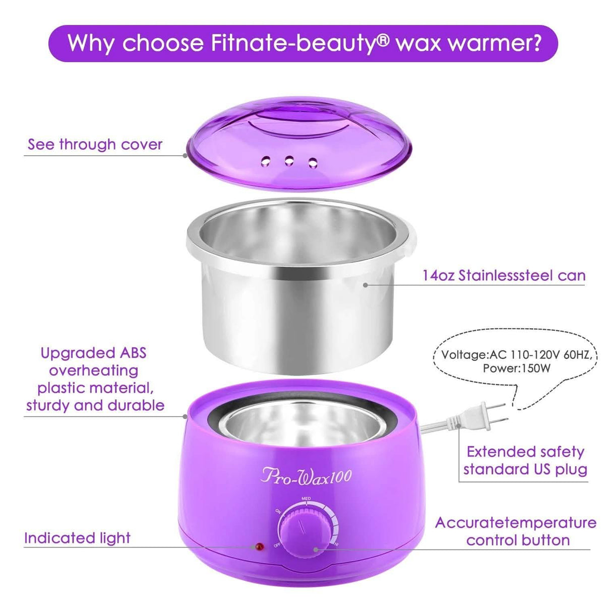 Fitnate Hair Removal Hot Wax Warmer Set-Fitnate Hair Removal Hot Wax Warmer Set