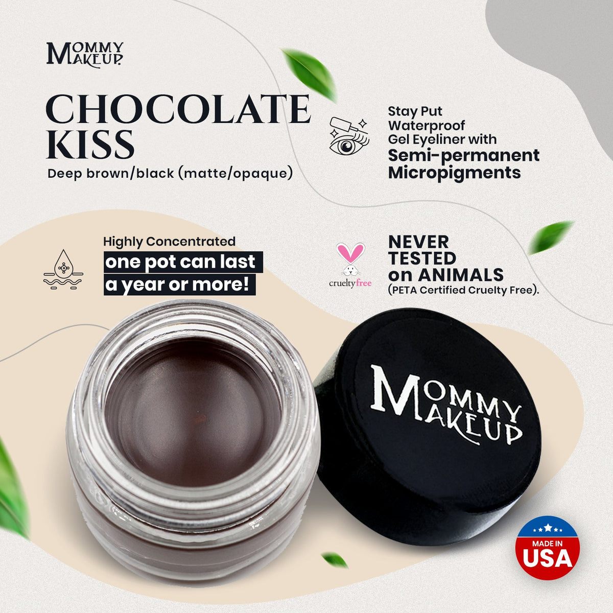 Chocolate Kiss Stay Put Waterproof Gel Eyeliner w/ Micropigments-Chocolate Kiss Stay Put Waterproof Gel Eyeliner w/ Micropigments